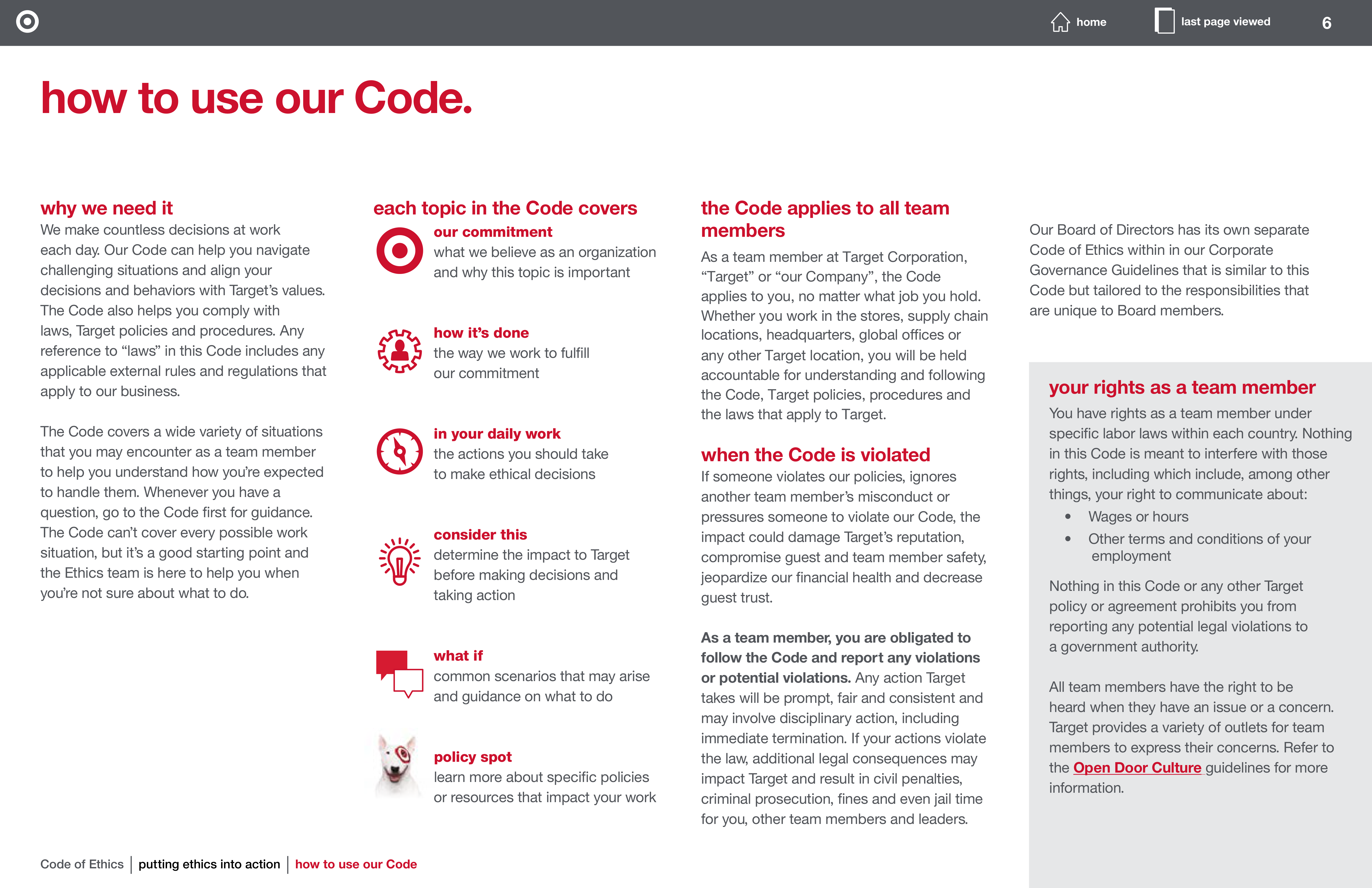 Target Corporation Code of Ethics Handbook — page 6