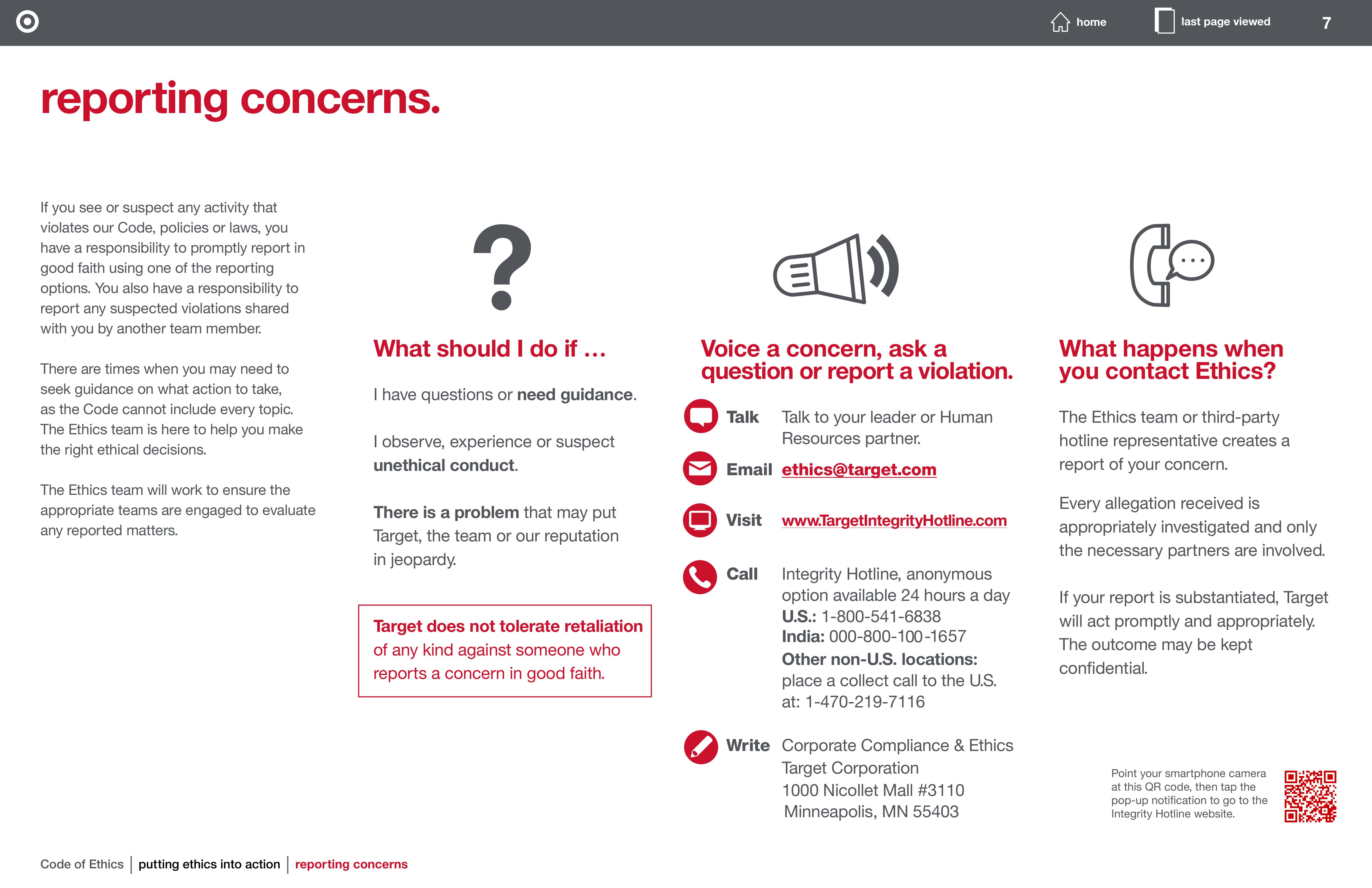 Target Corporation Code of Ethics Handbook — page 7