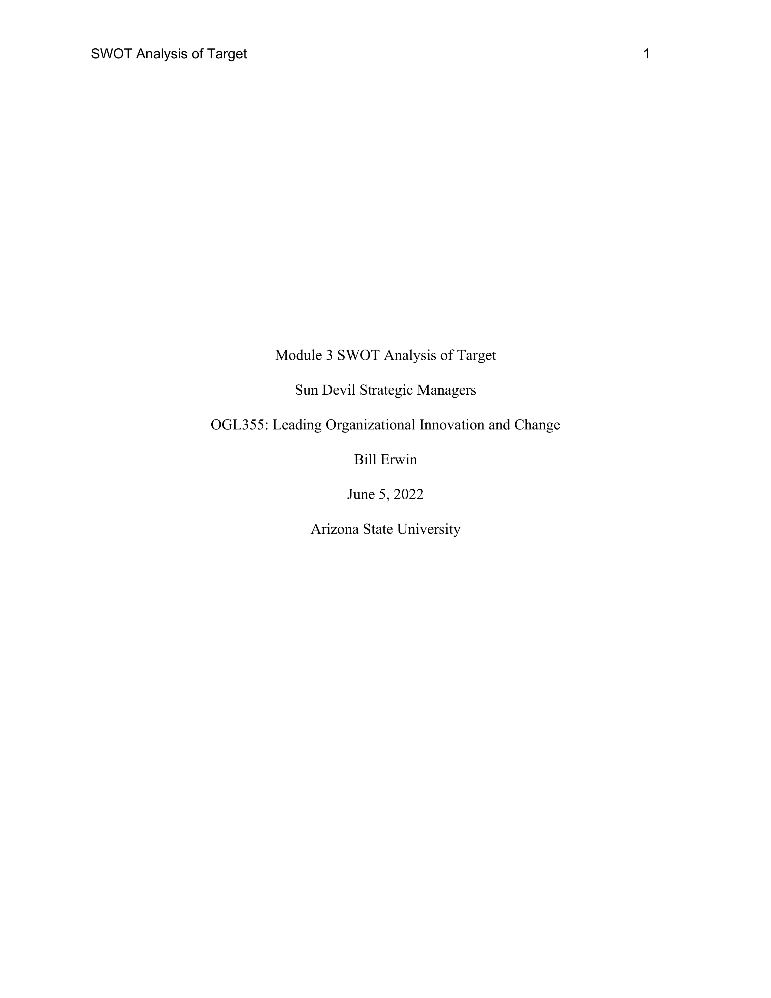 Target Swot Analysis  — page 1