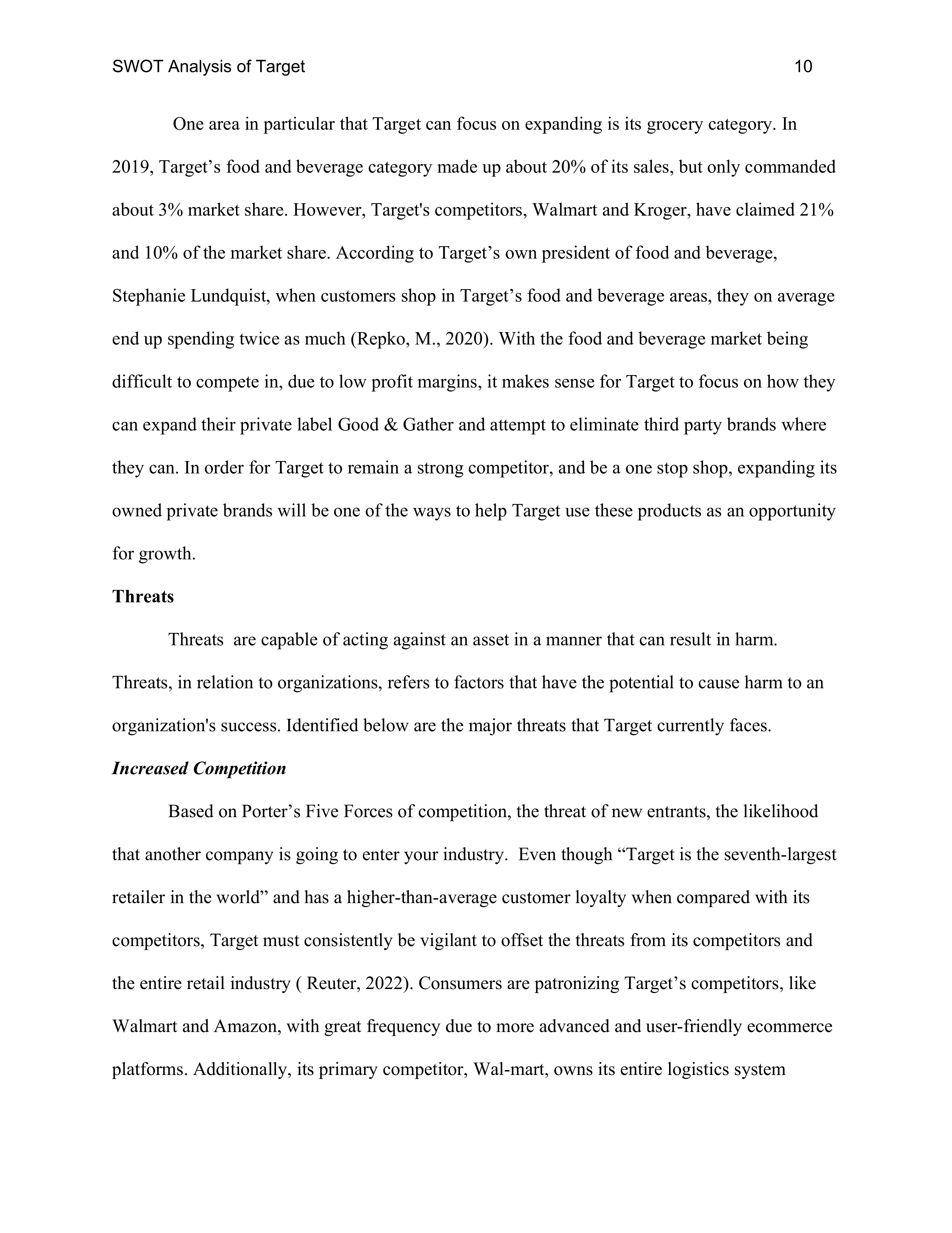 Target Swot Analysis  — page 10