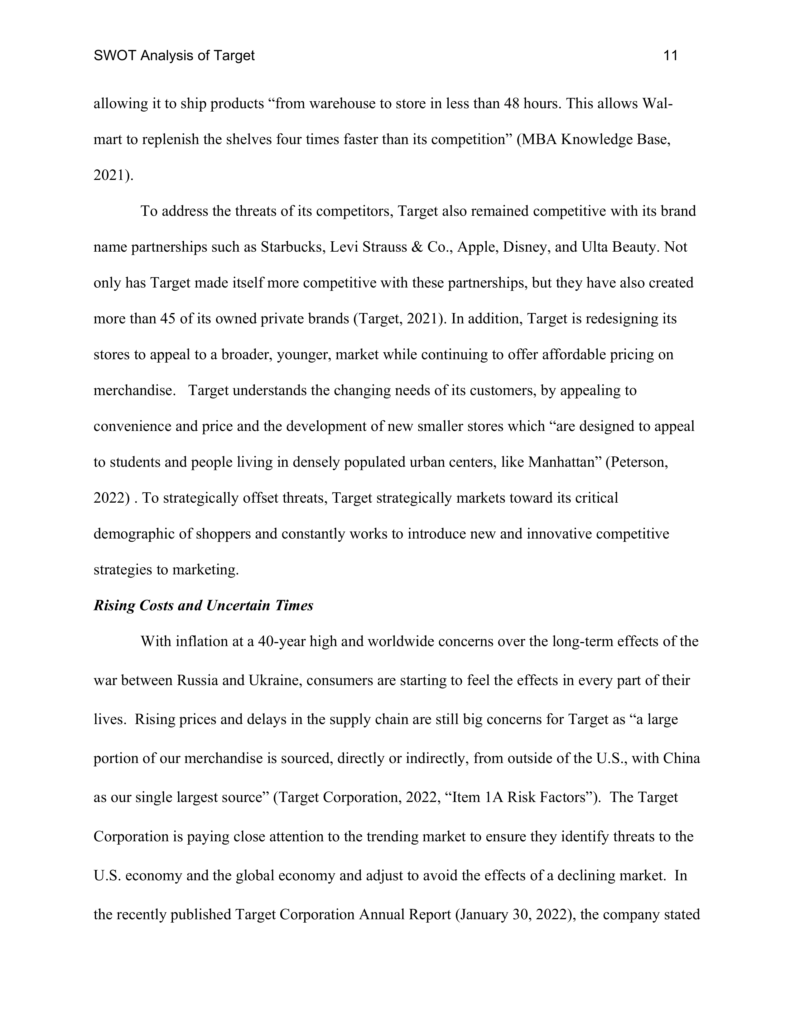 Target Swot Analysis  — page 11