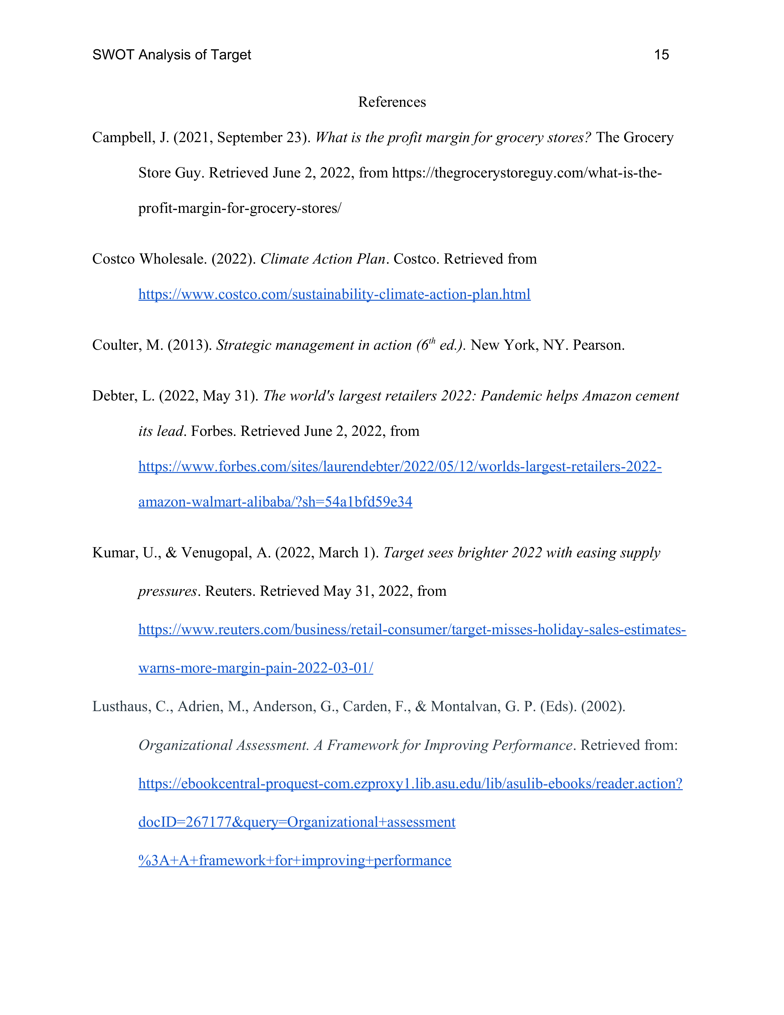 Target Swot Analysis  — page 15