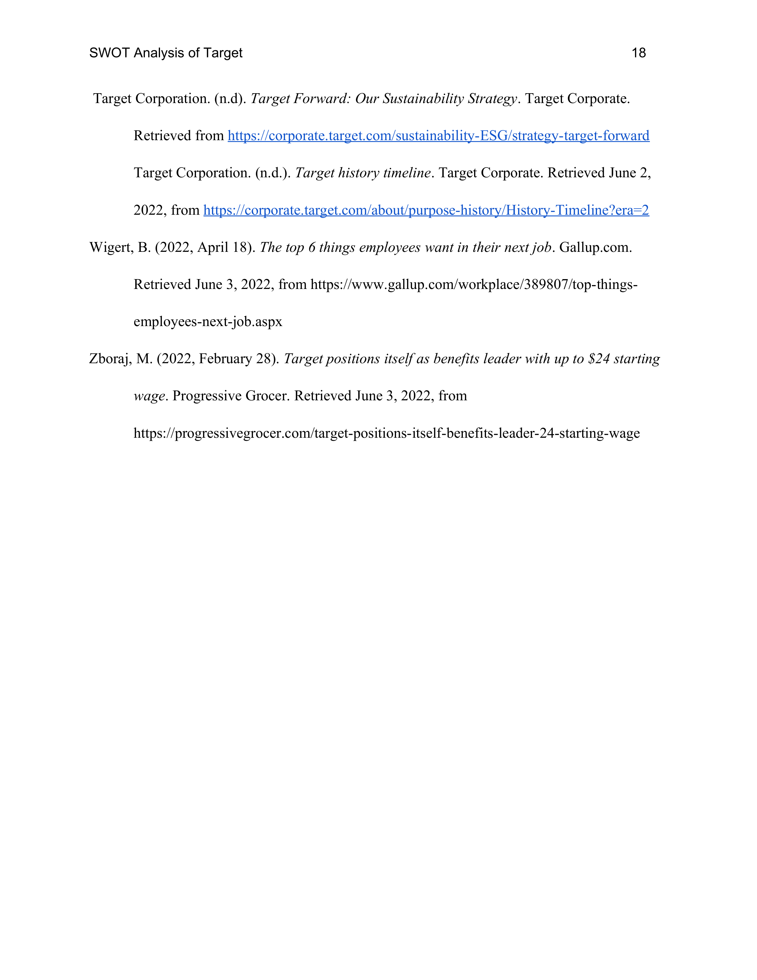 Target Swot Analysis  — page 18