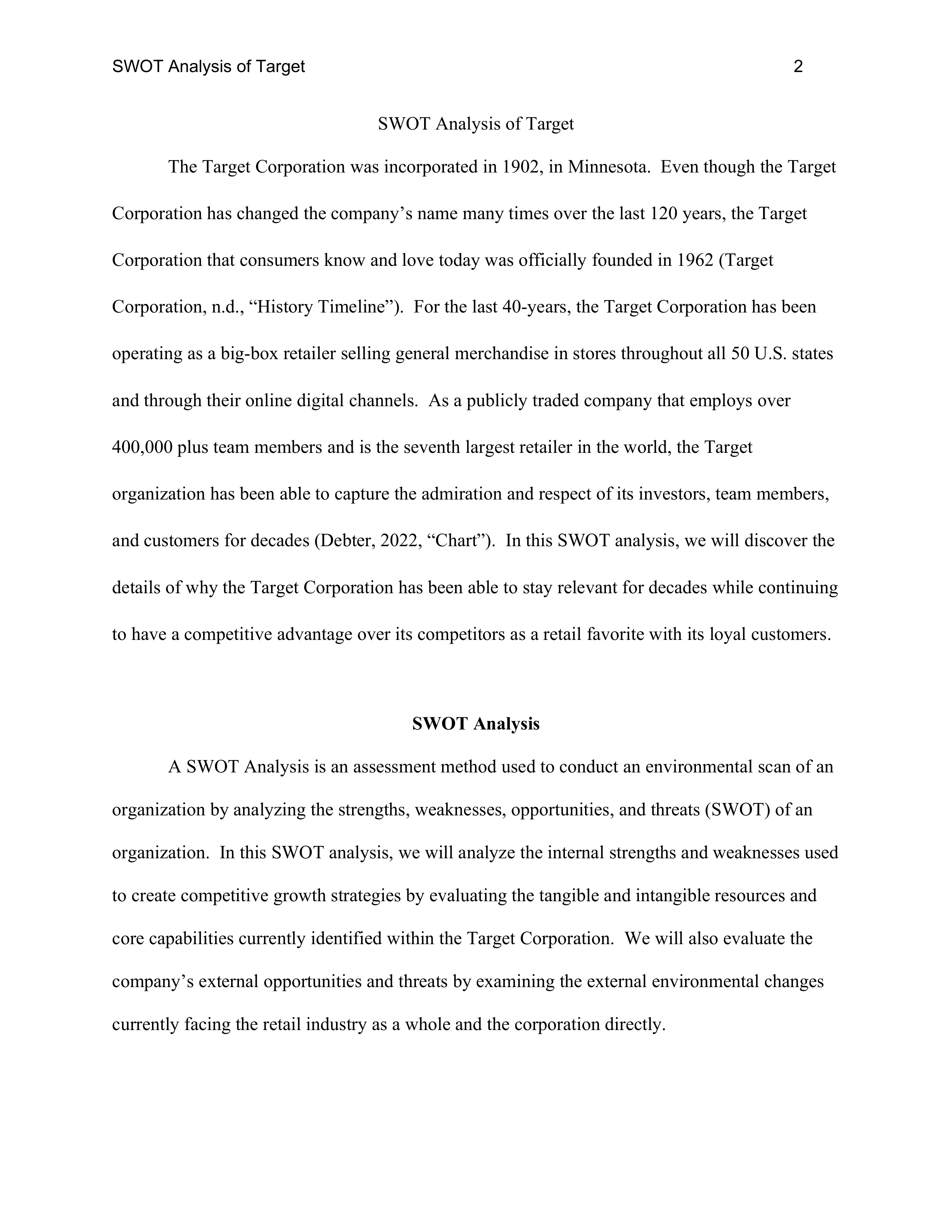 Target Swot Analysis  — page 2