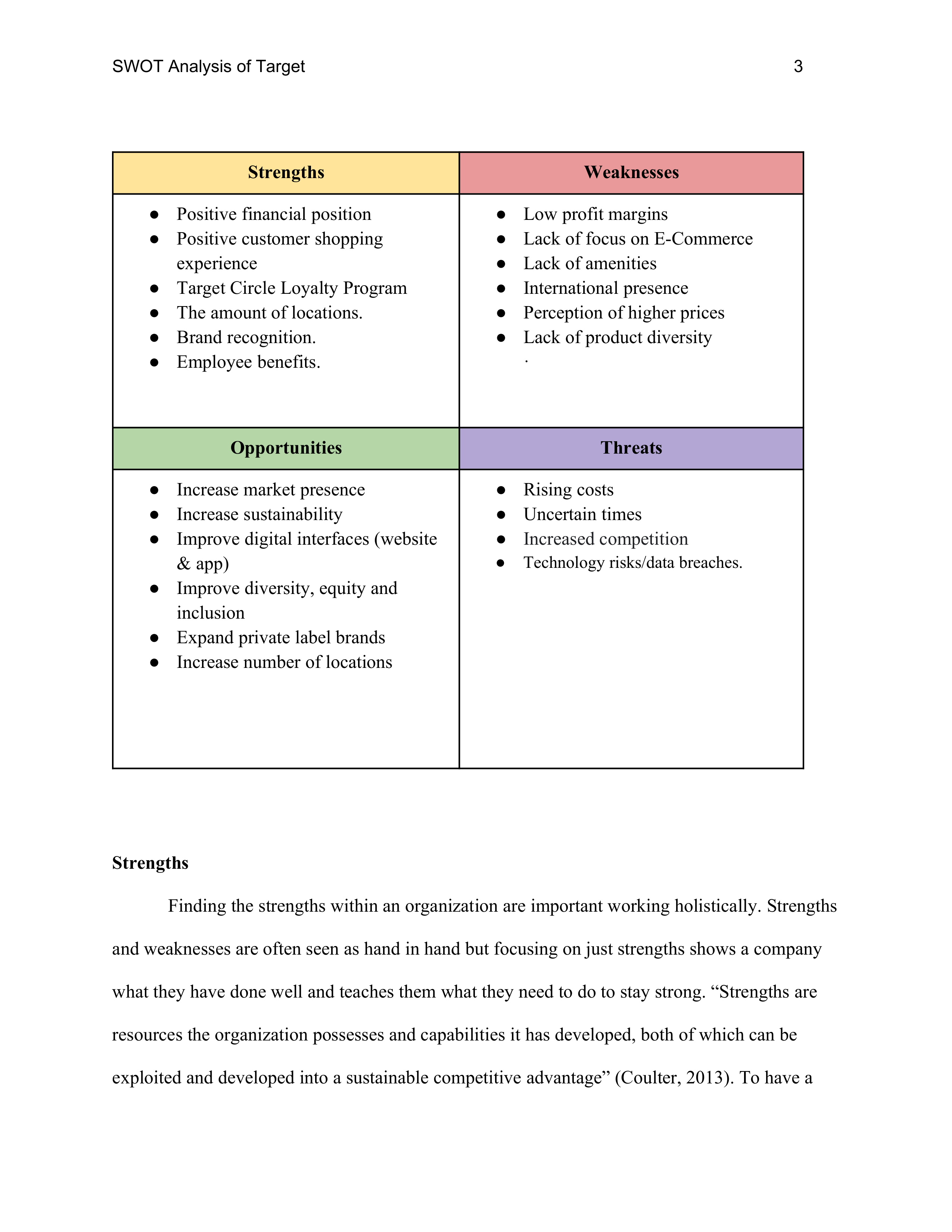 Target Swot Analysis  — page 3