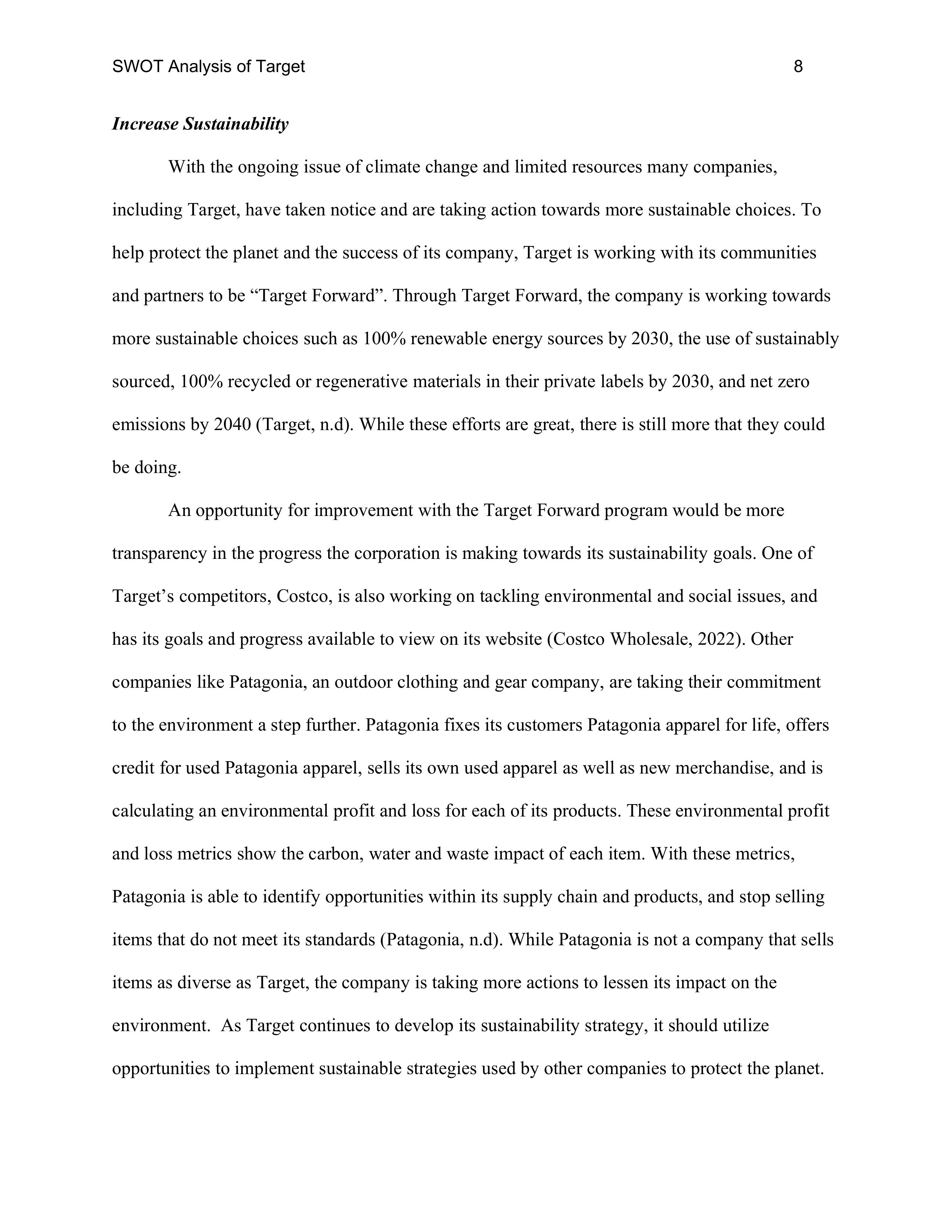 Target Swot Analysis  — page 8