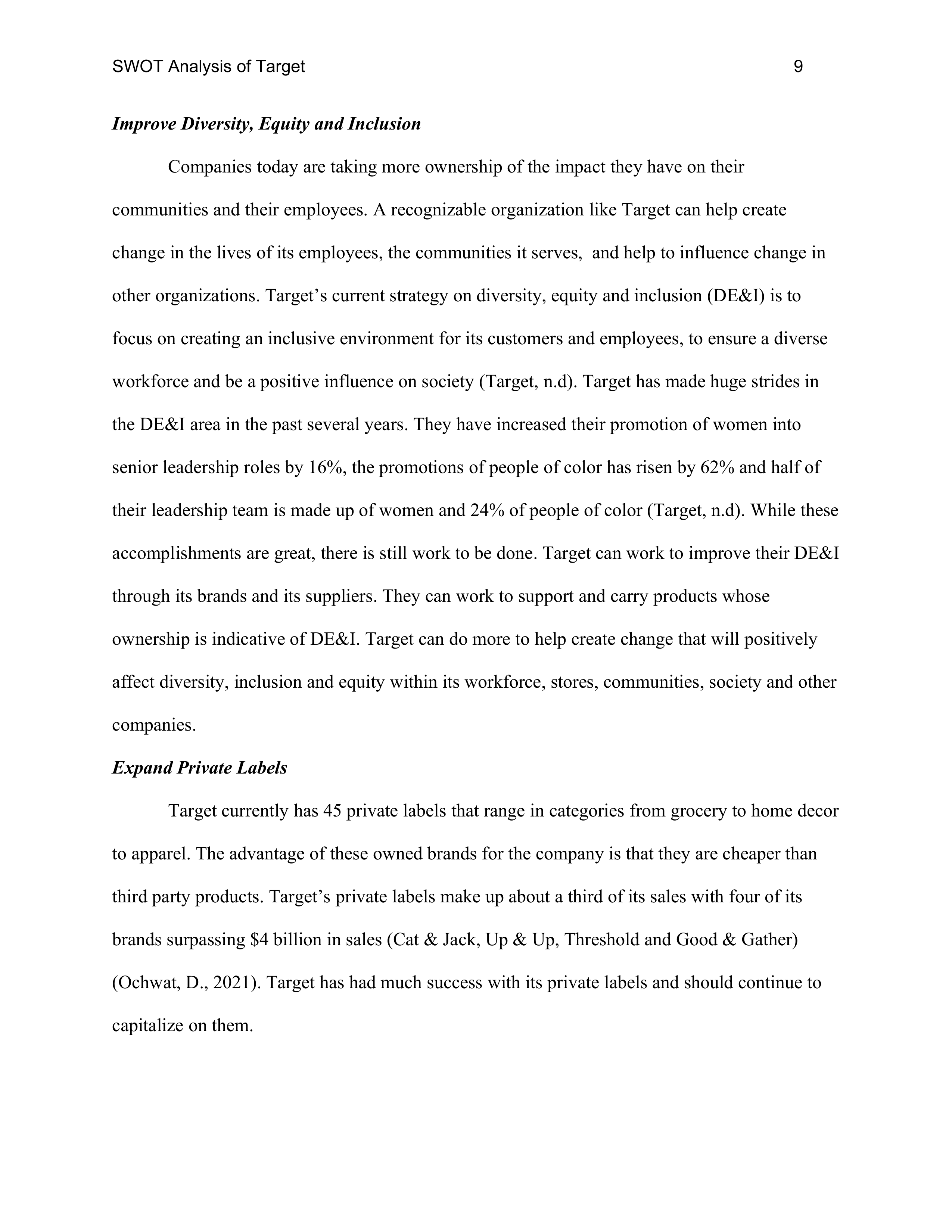 Target Swot Analysis  — page 9