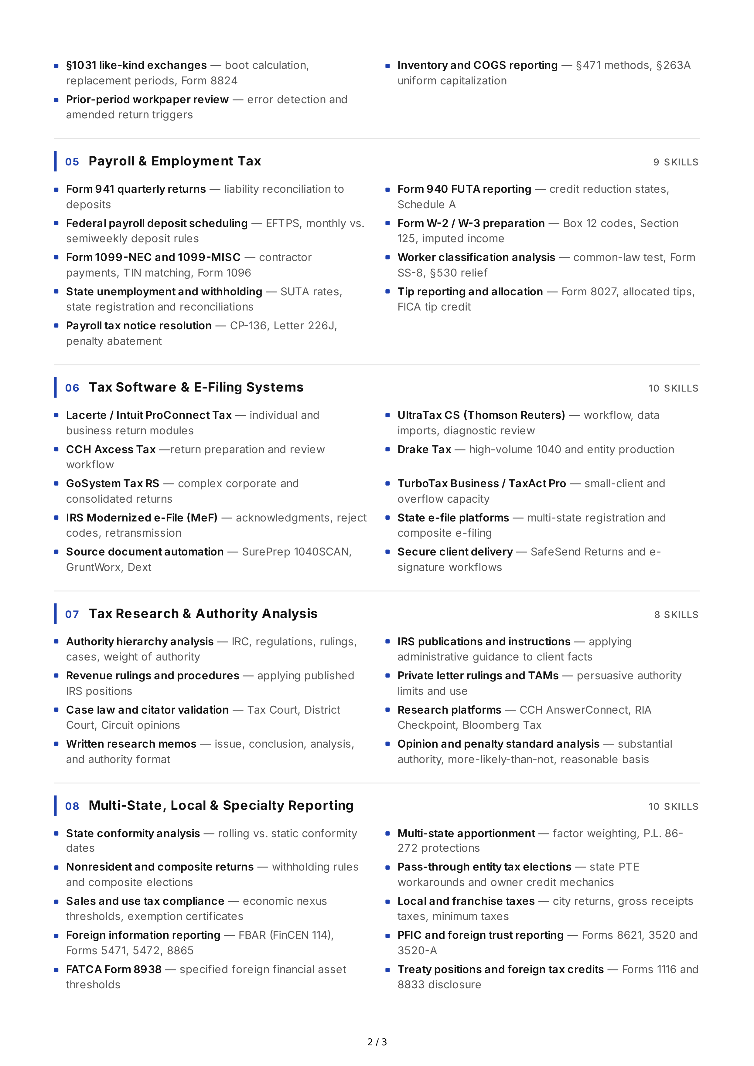 Tax Preparation Hard Skills — page 2