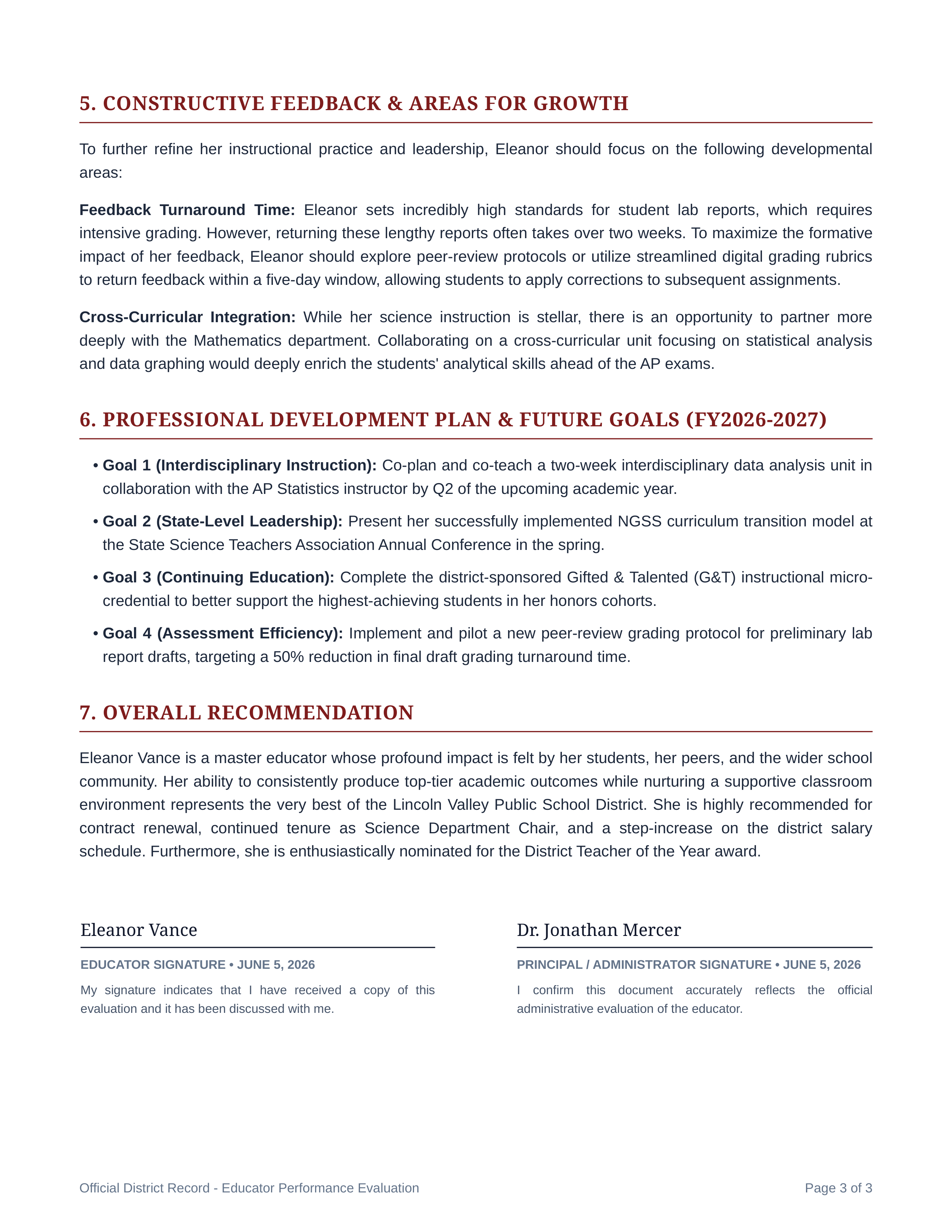 Teacher Performance Review — page 3