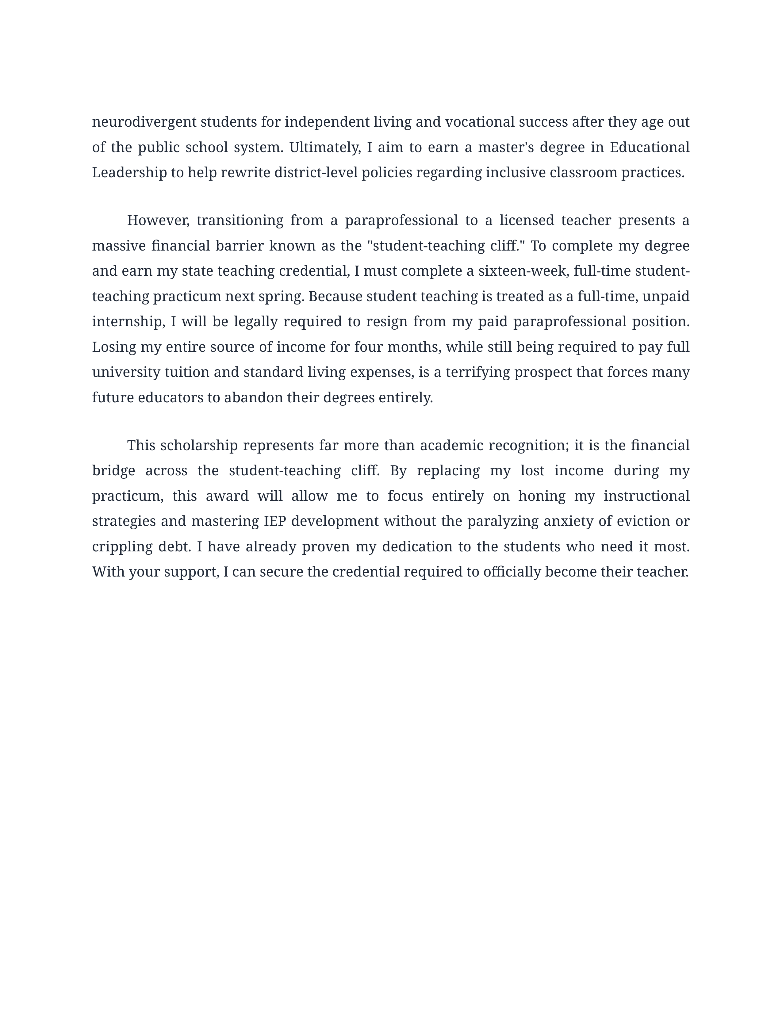Teaching Career Goals Scholarship Essay — page 2
