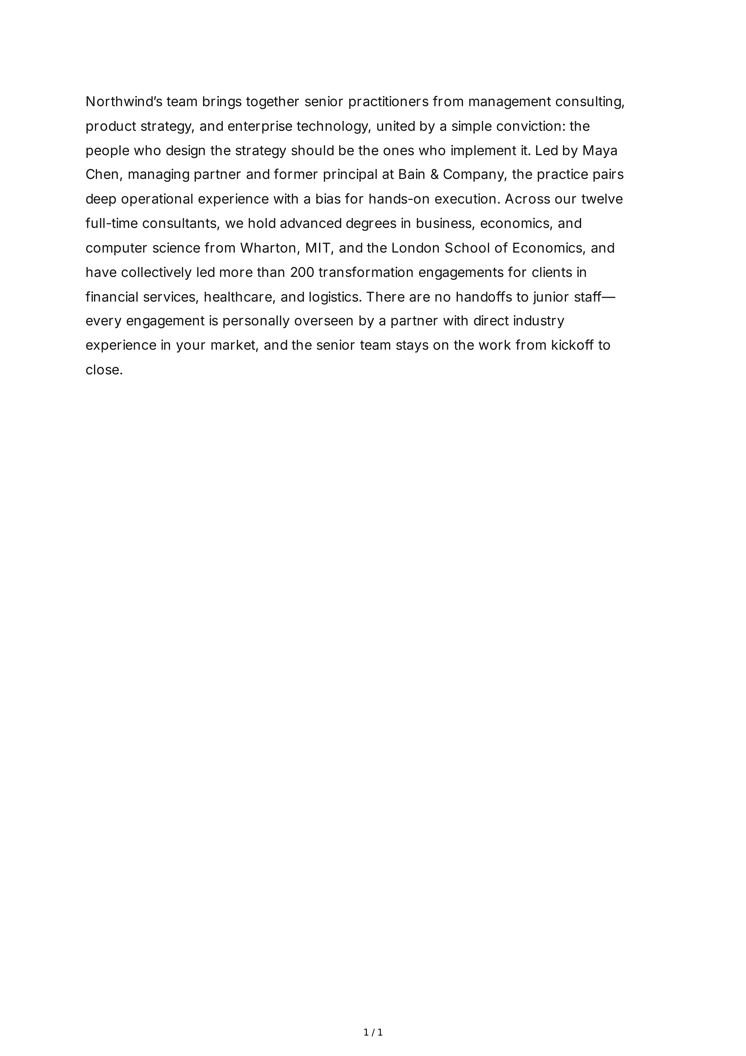 Team Introduction Paragraph — page 1