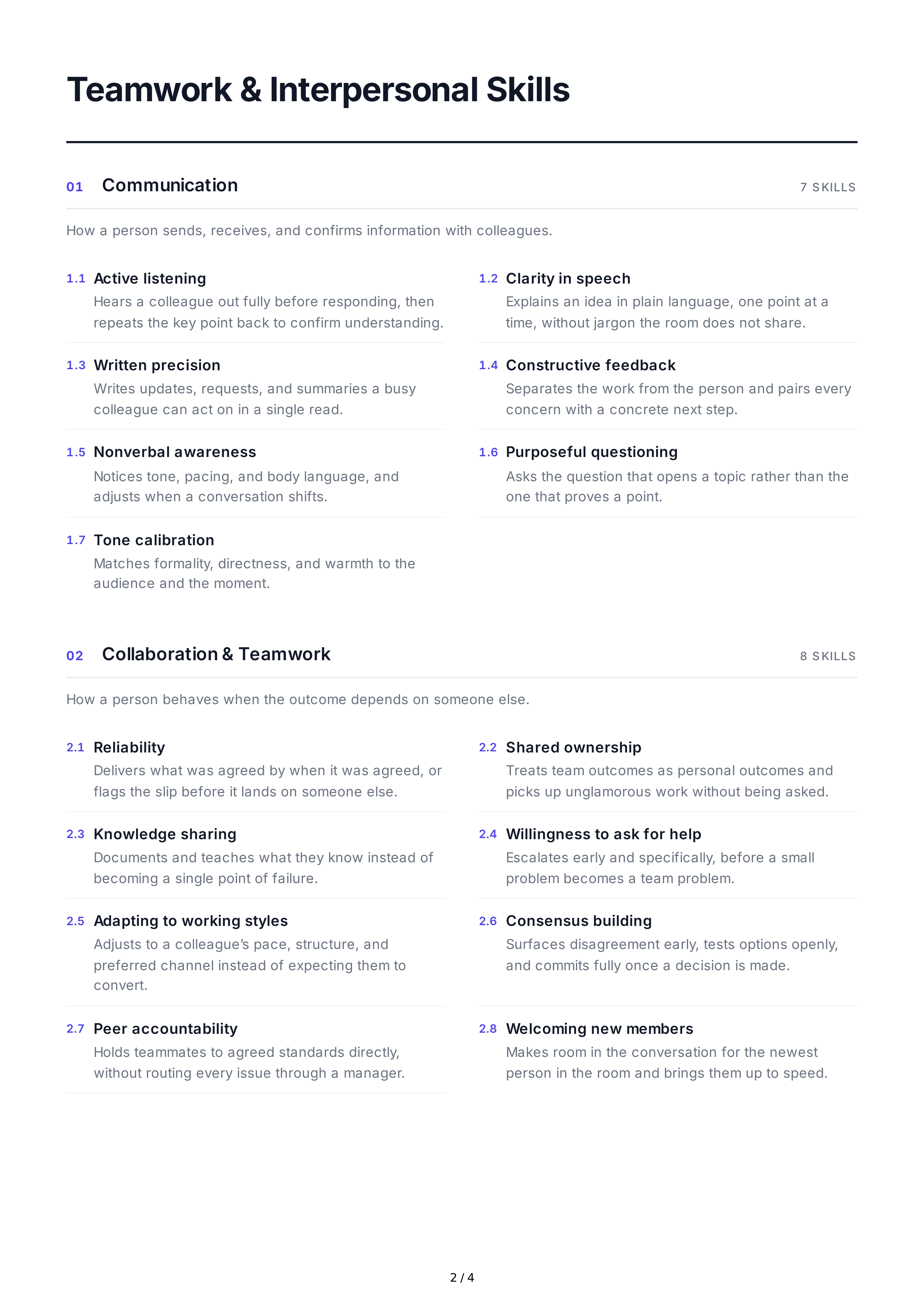 Teamwork Interpersonal Skills — page 2