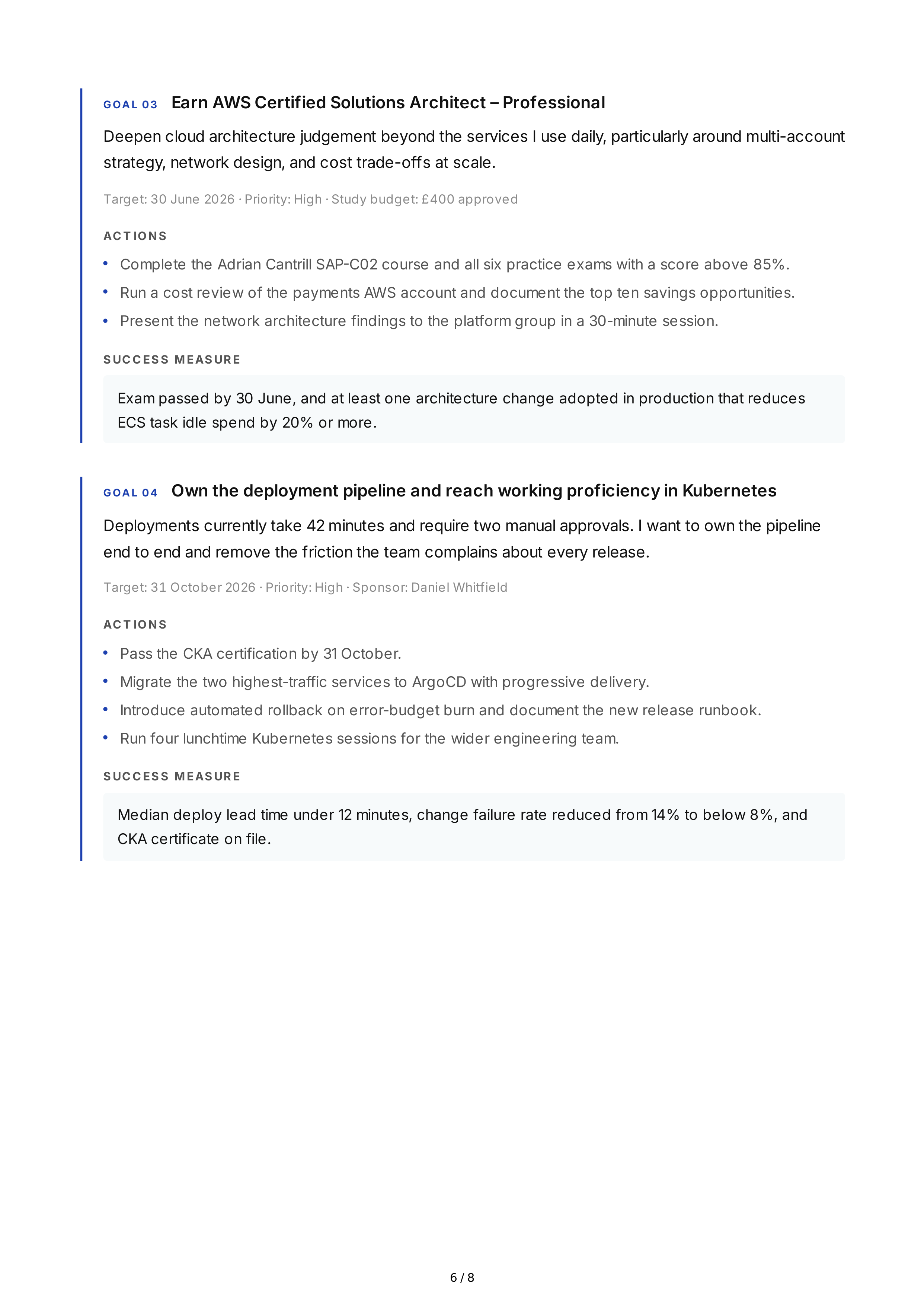 Technical Skill Development Professional Goals — page 6