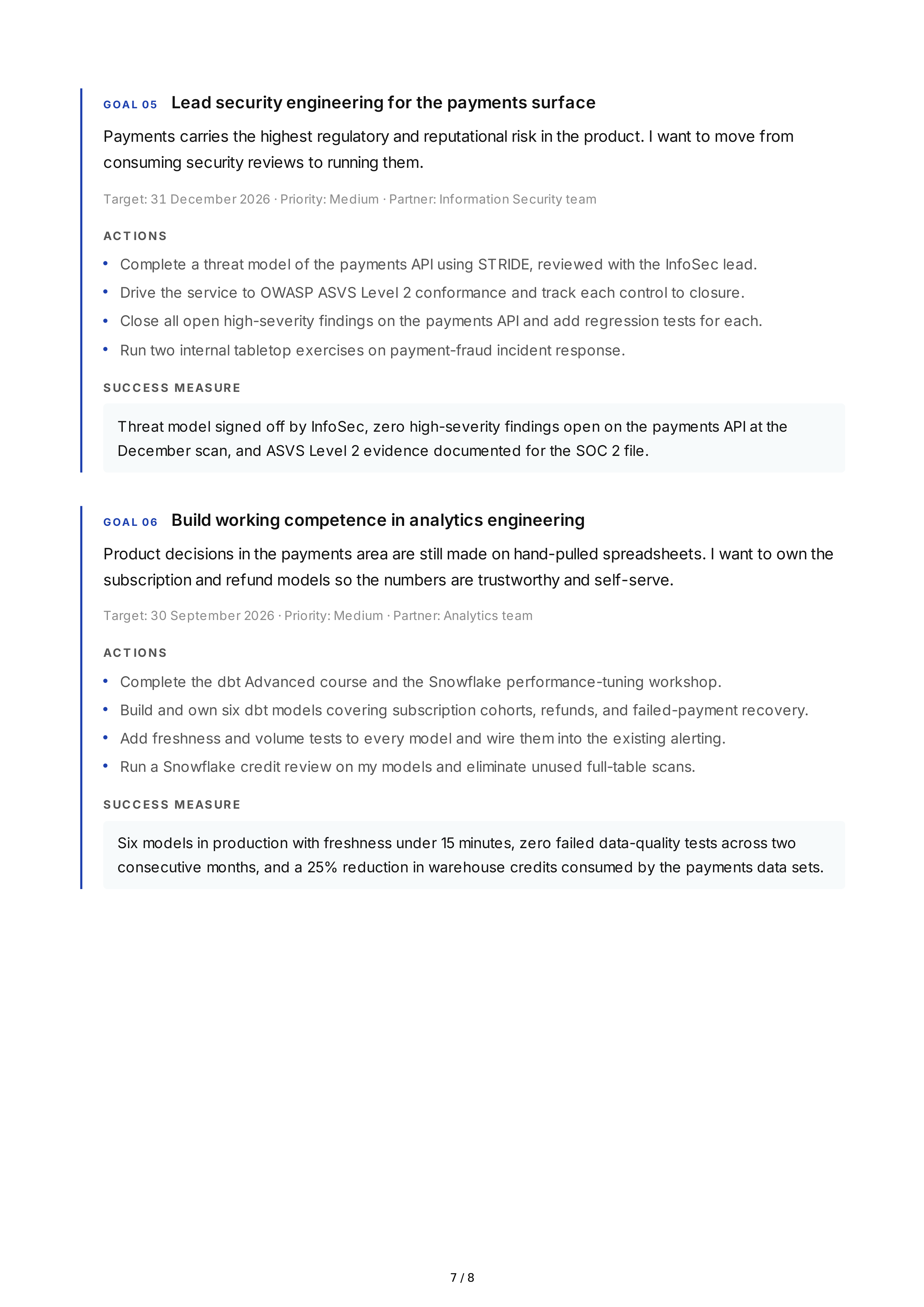 Technical Skill Development Professional Goals — page 7