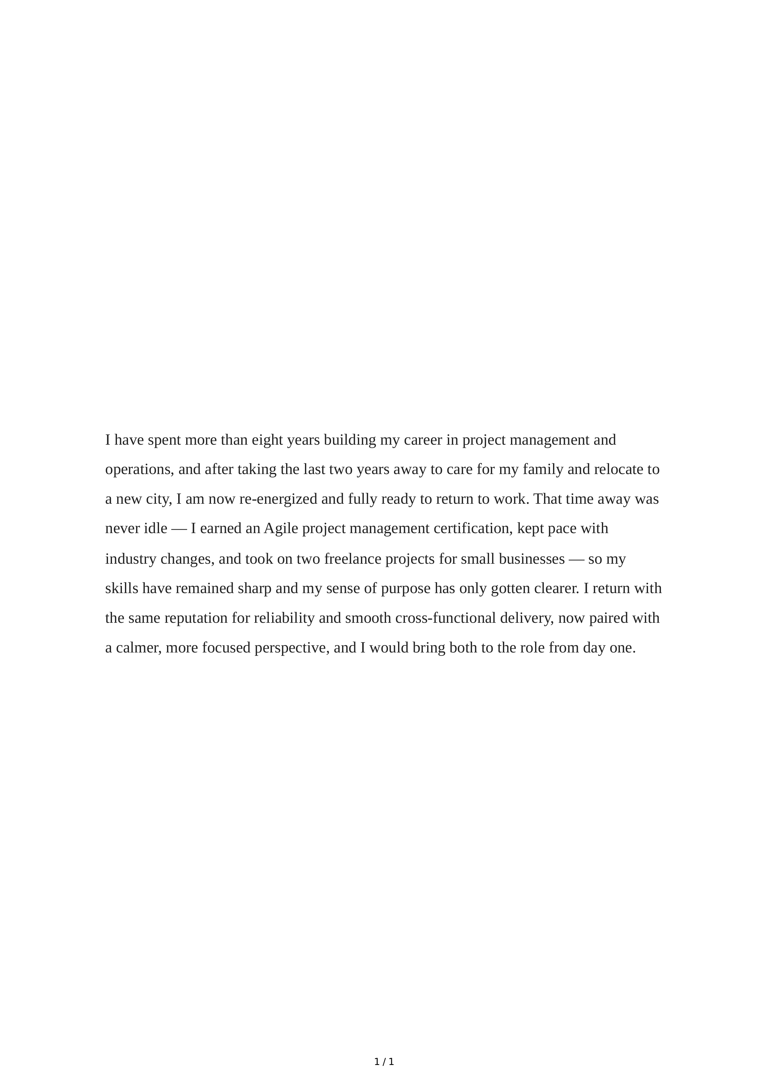 Tell Me About Yourself After a Career Break — page 1