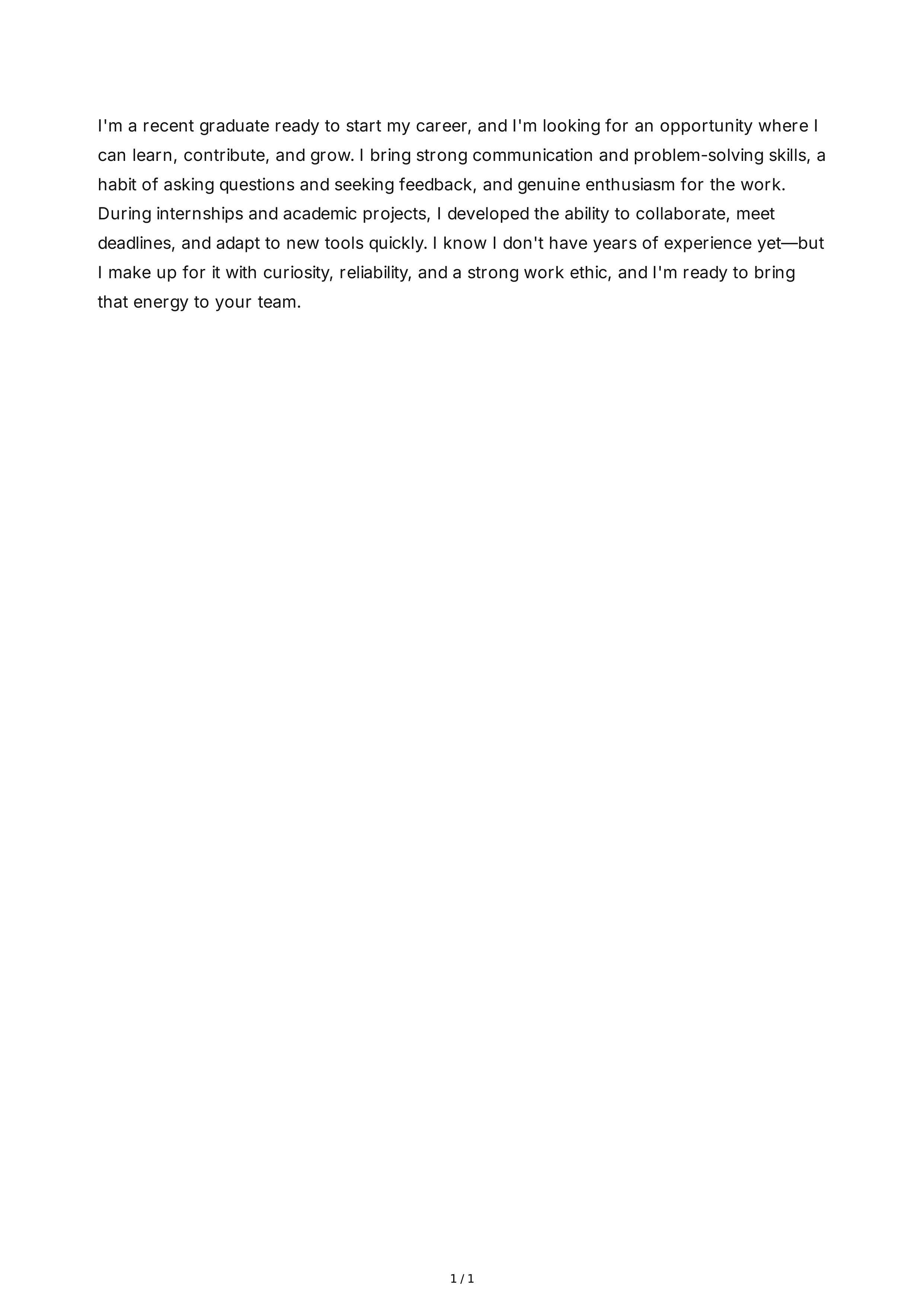 Tell Me About Yourself for Entry-Level Candidates — page 1