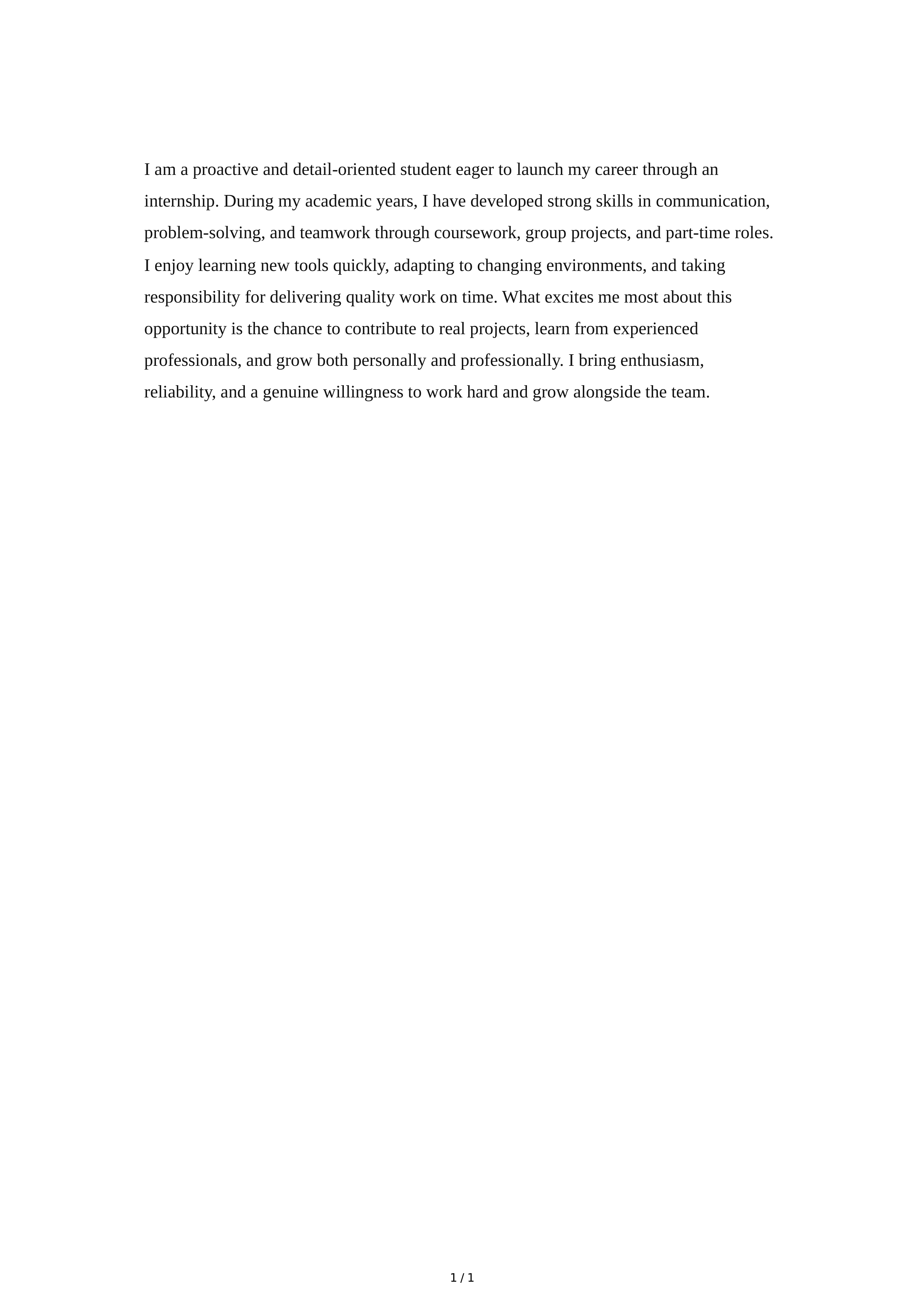 Tell Me About Yourself for Interns — page 1