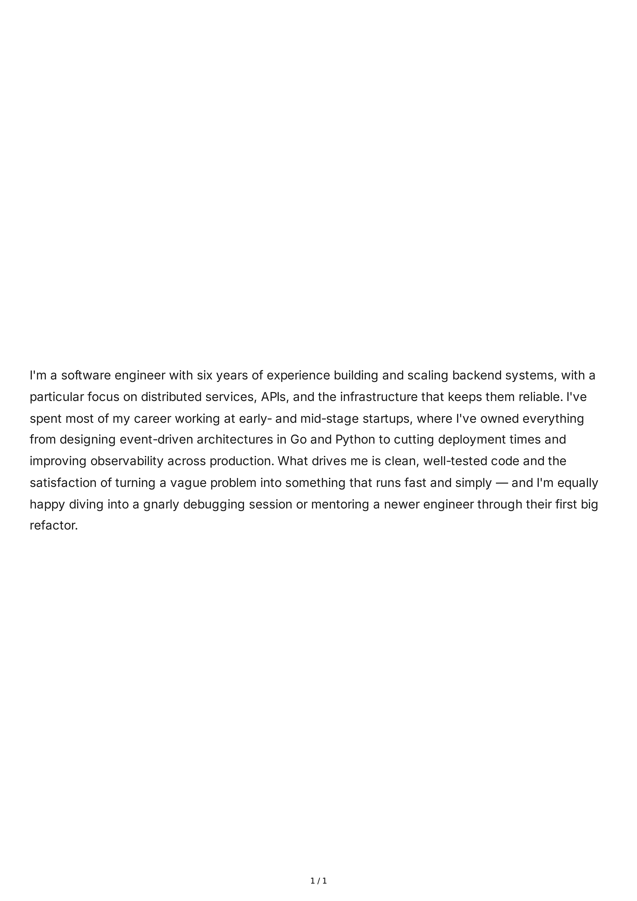 Tell Me About Yourself for Software Engineer — page 1