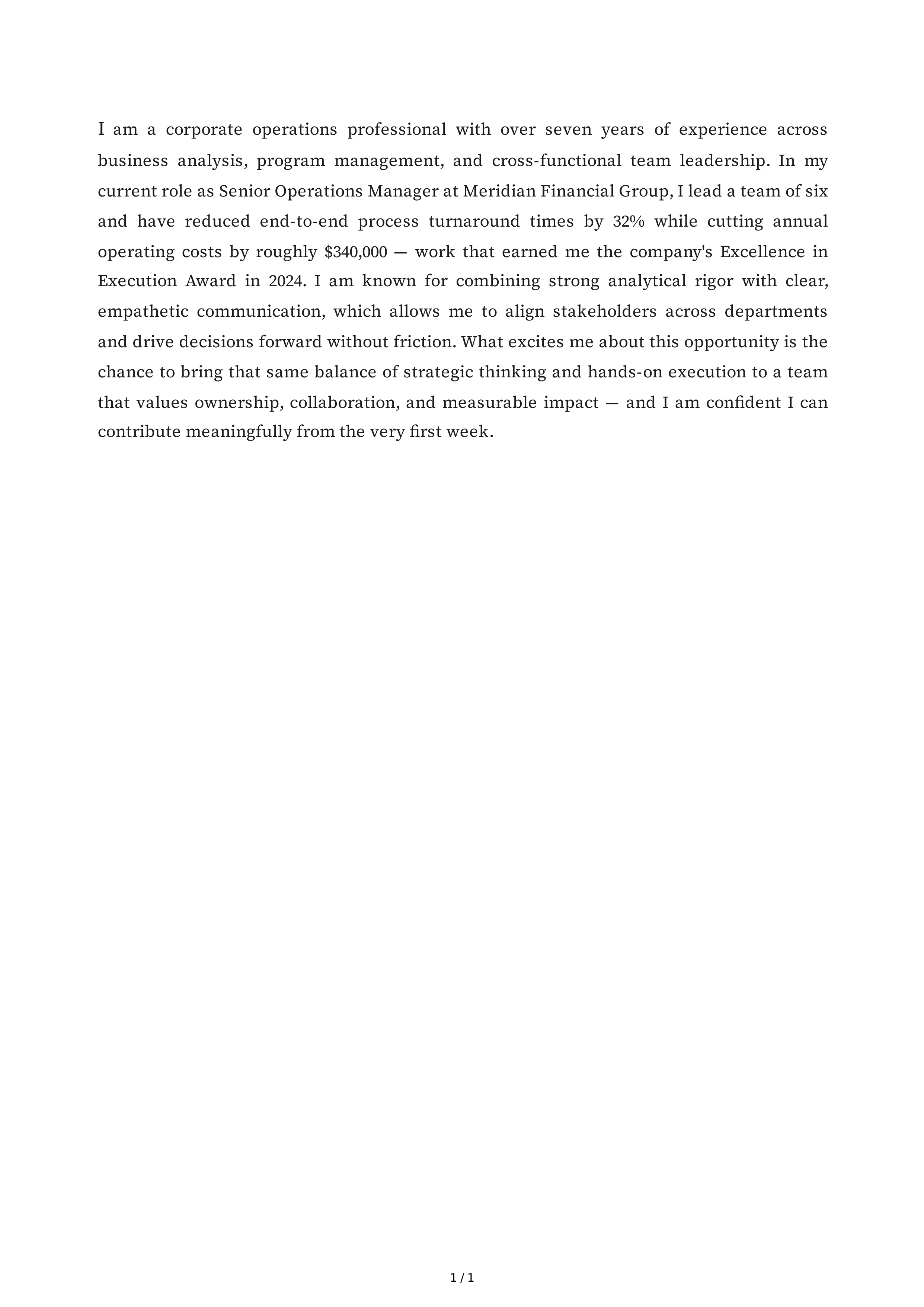 Tell Me About Yourself for a Corporate Job — page 1