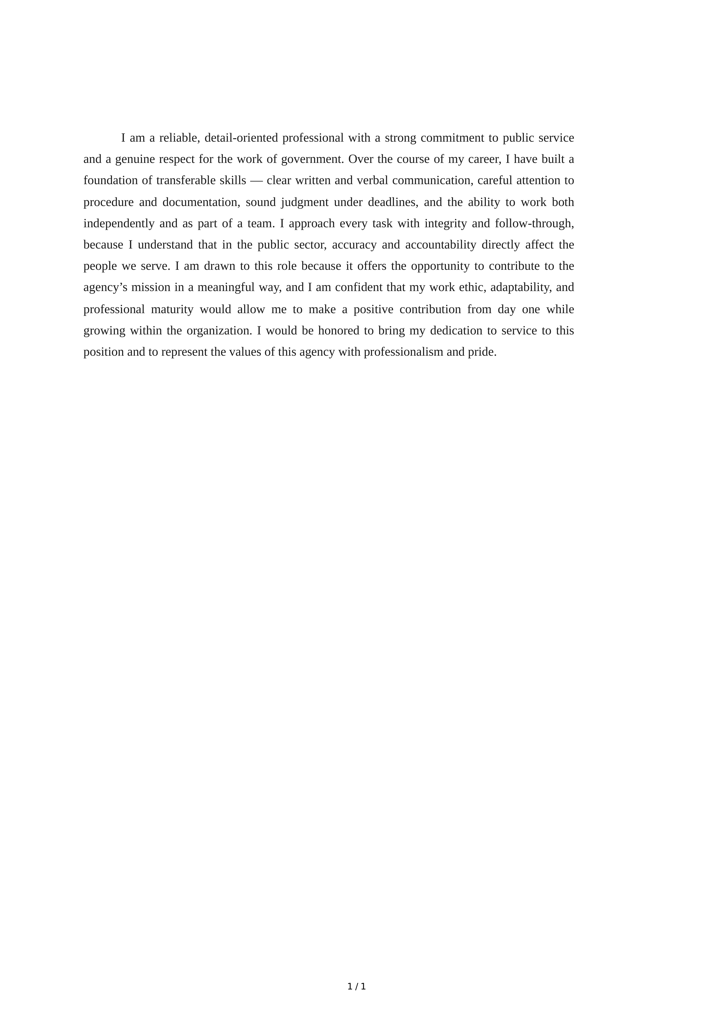 Tell Me About Yourself for a Government Job — page 1