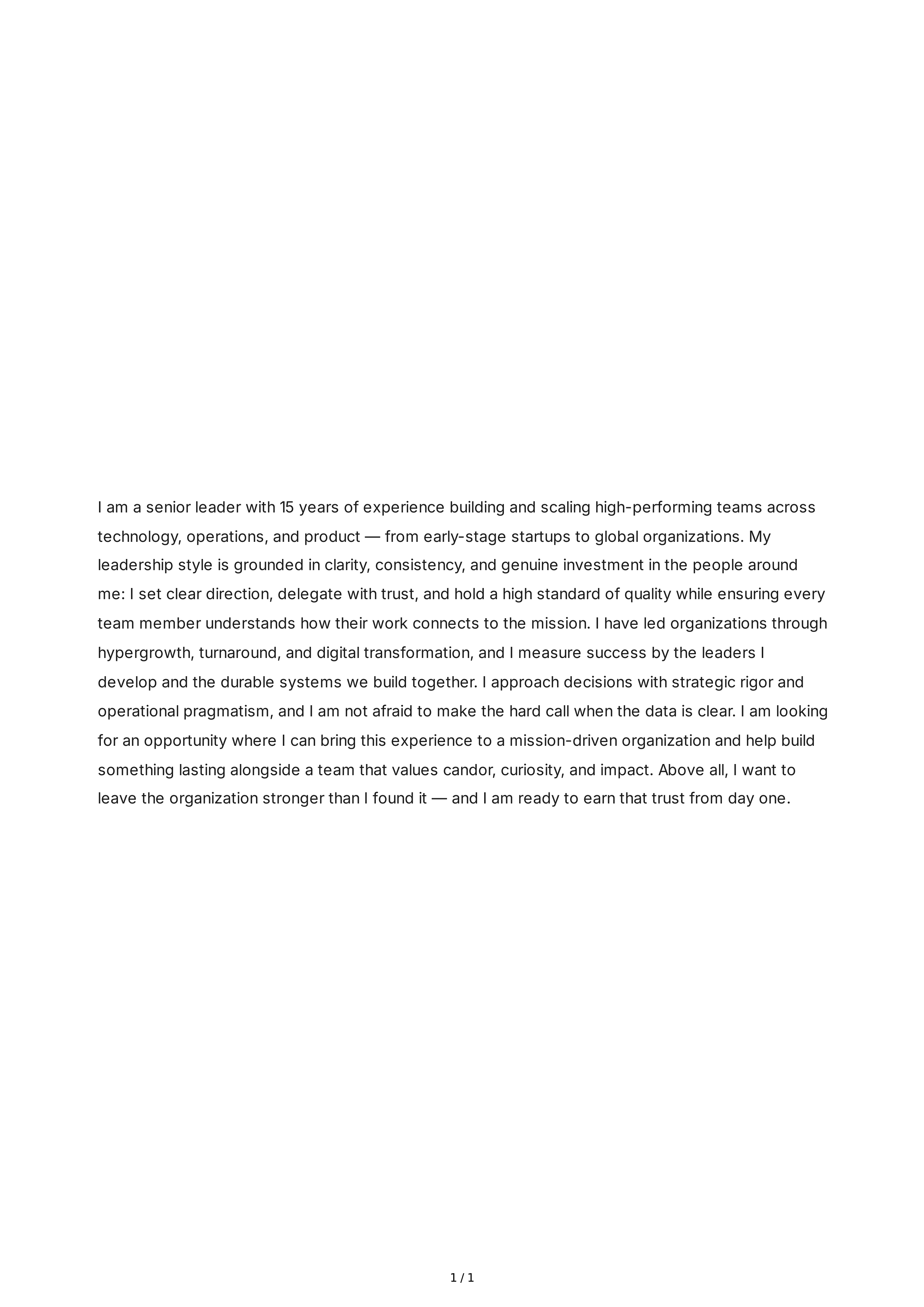 Tell Me About Yourself for a Leadership Position — page 1