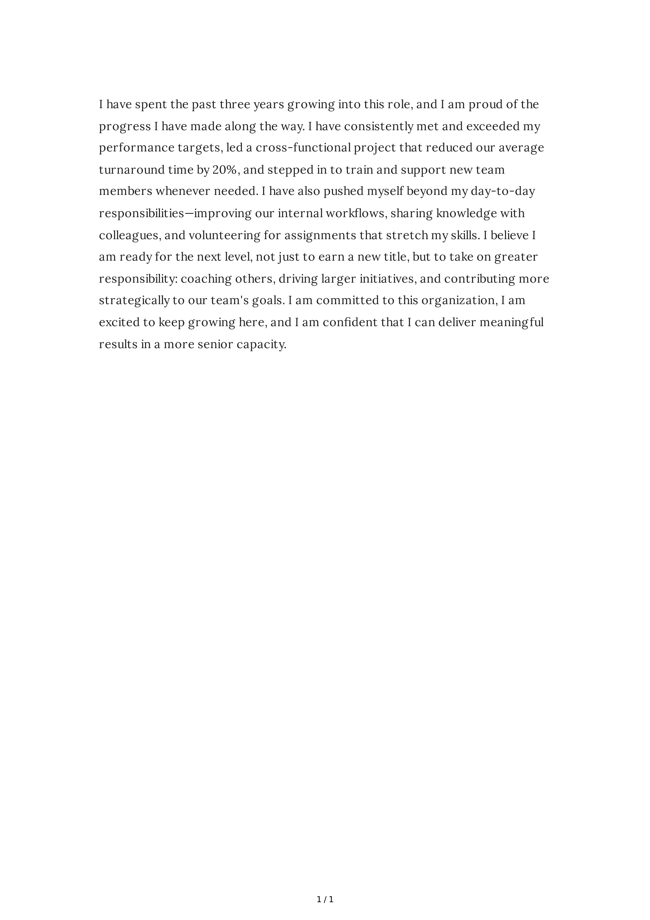 Tell Me About Yourself for a Promotion — page 1