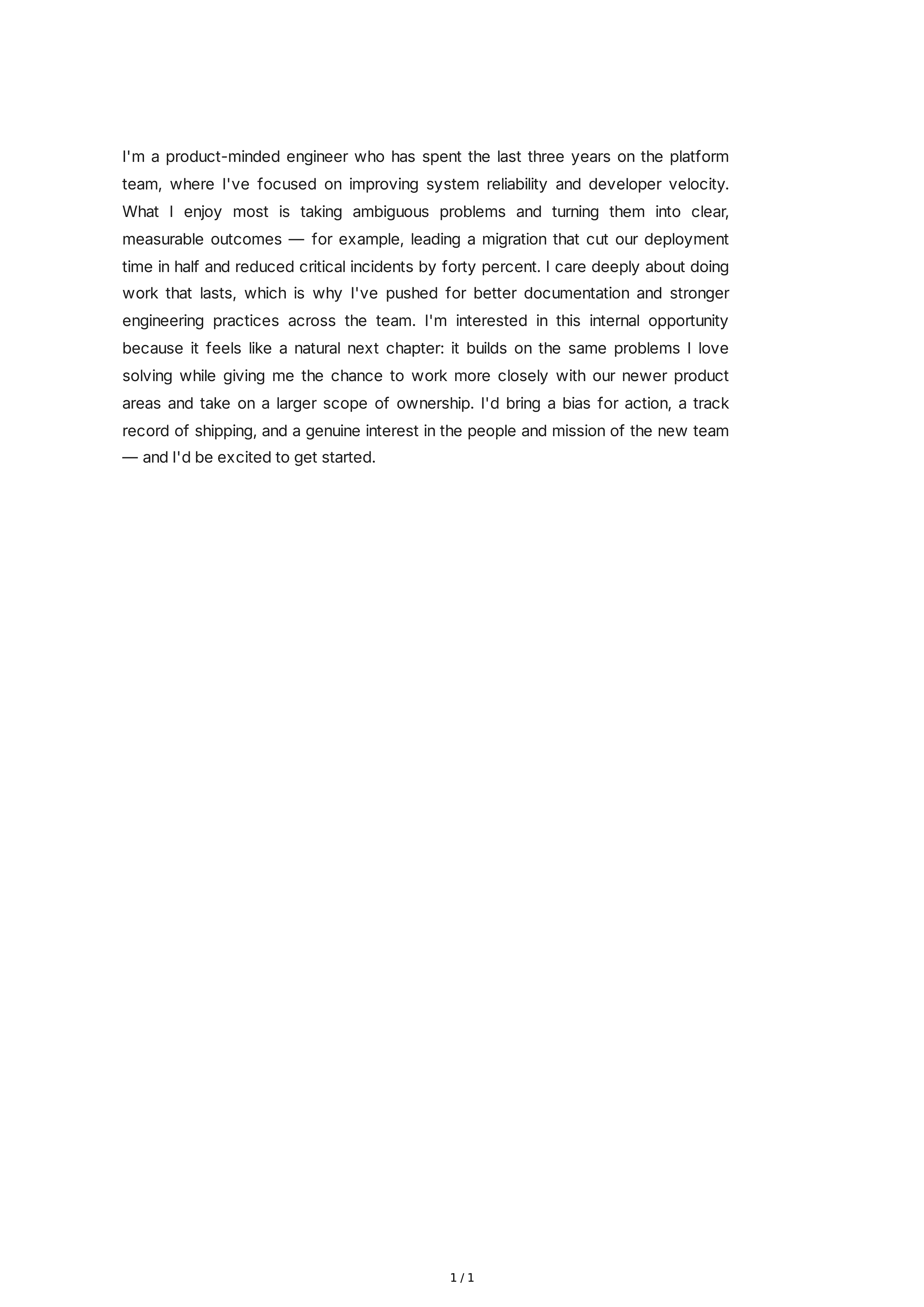 Tell Me About Yourself for an Internal Interview — page 1