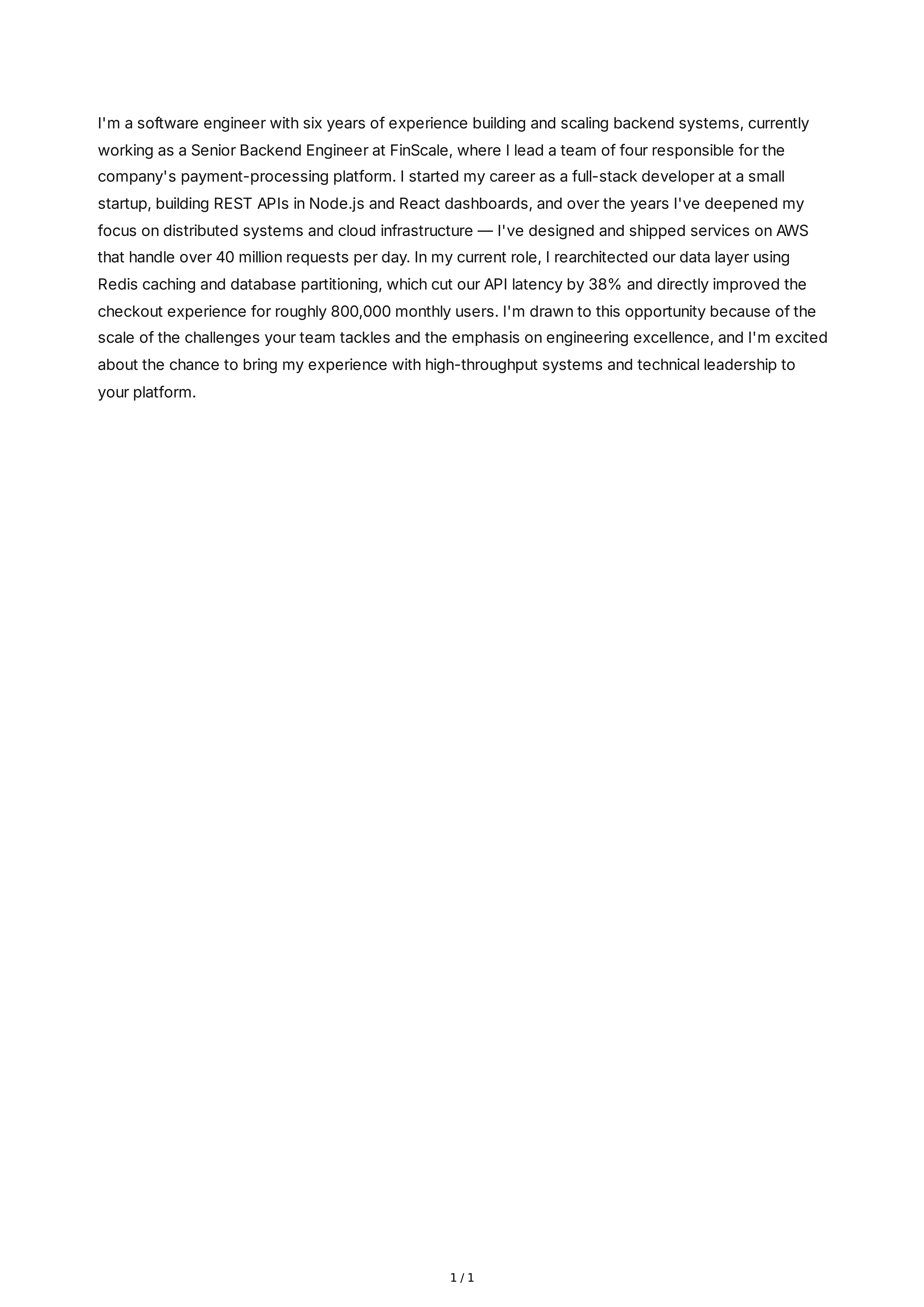 Tell Me About Yourself in a Technical Interview — page 1