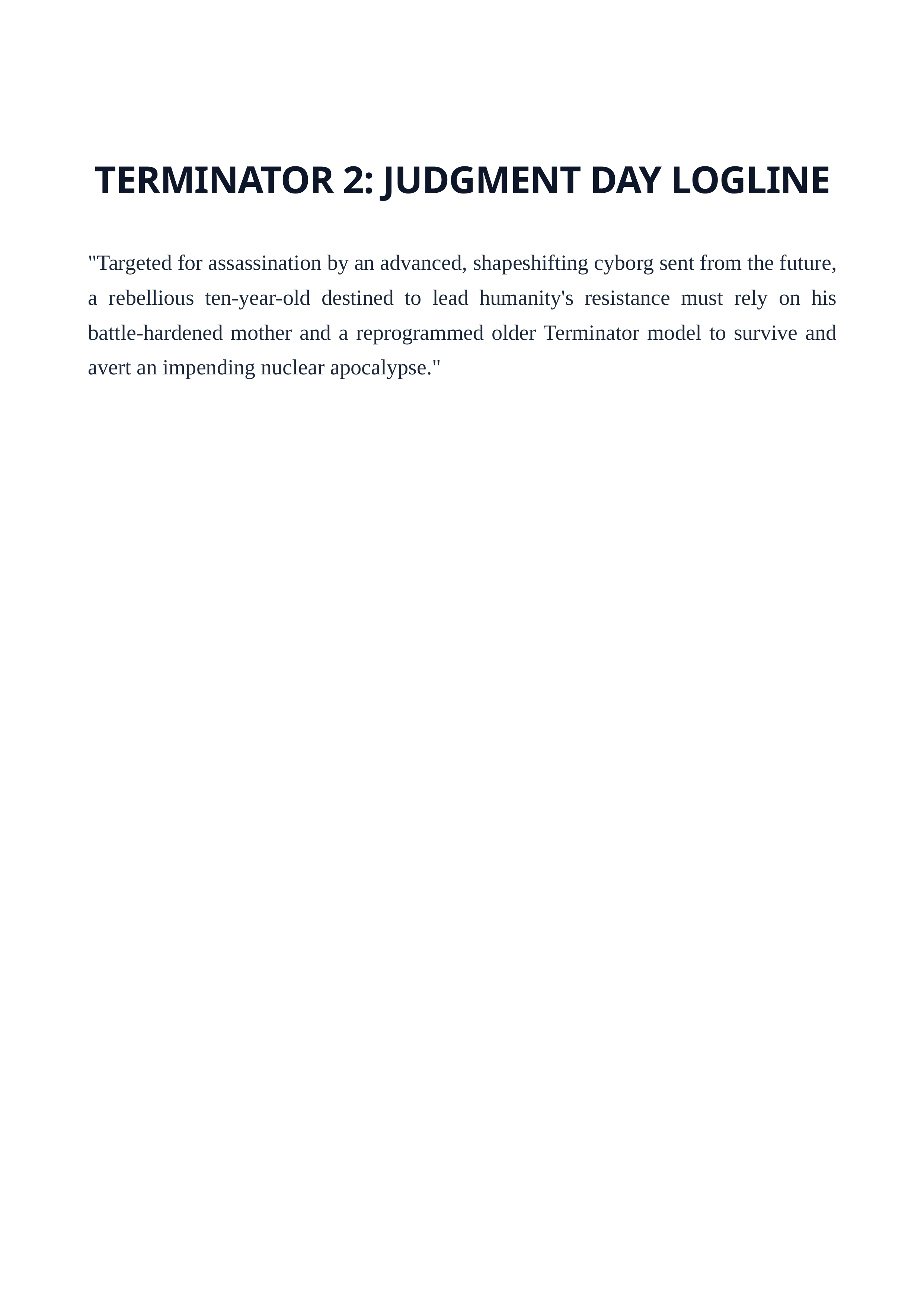 Terminator 2: Judgment Day Logline — page 1