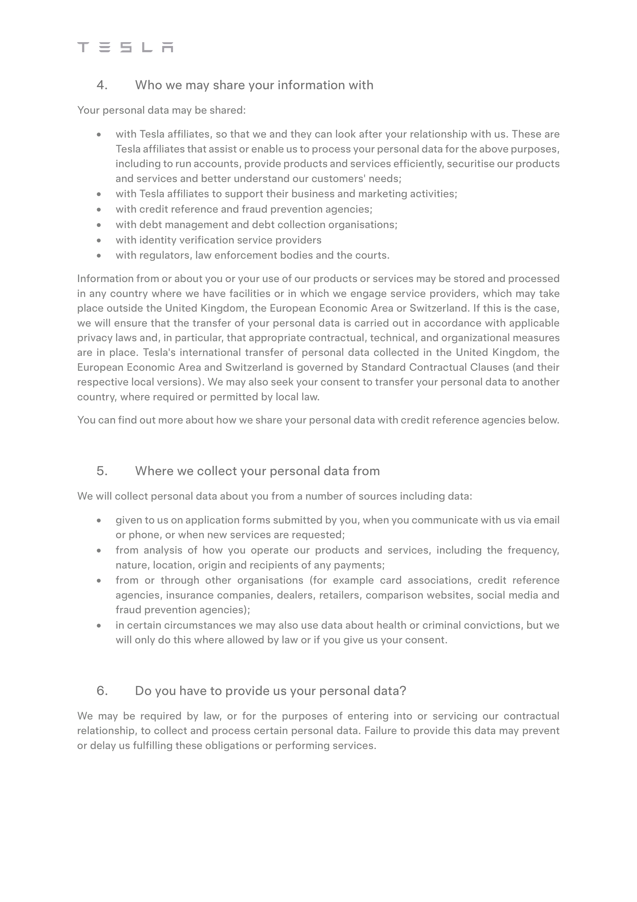 Tesla Financial Services Privacy Notice — page 3