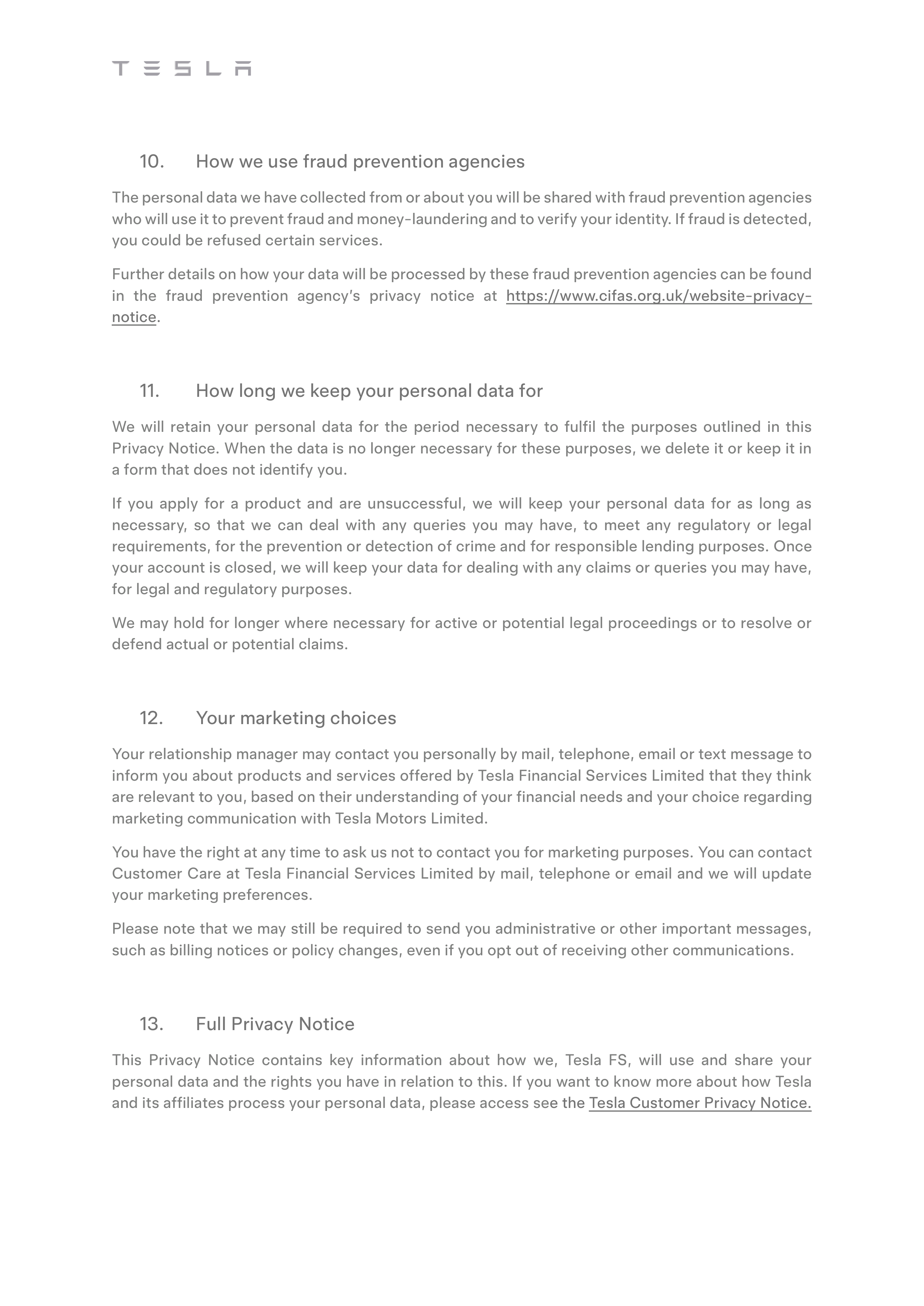 Tesla Financial Services Privacy Notice — page 5