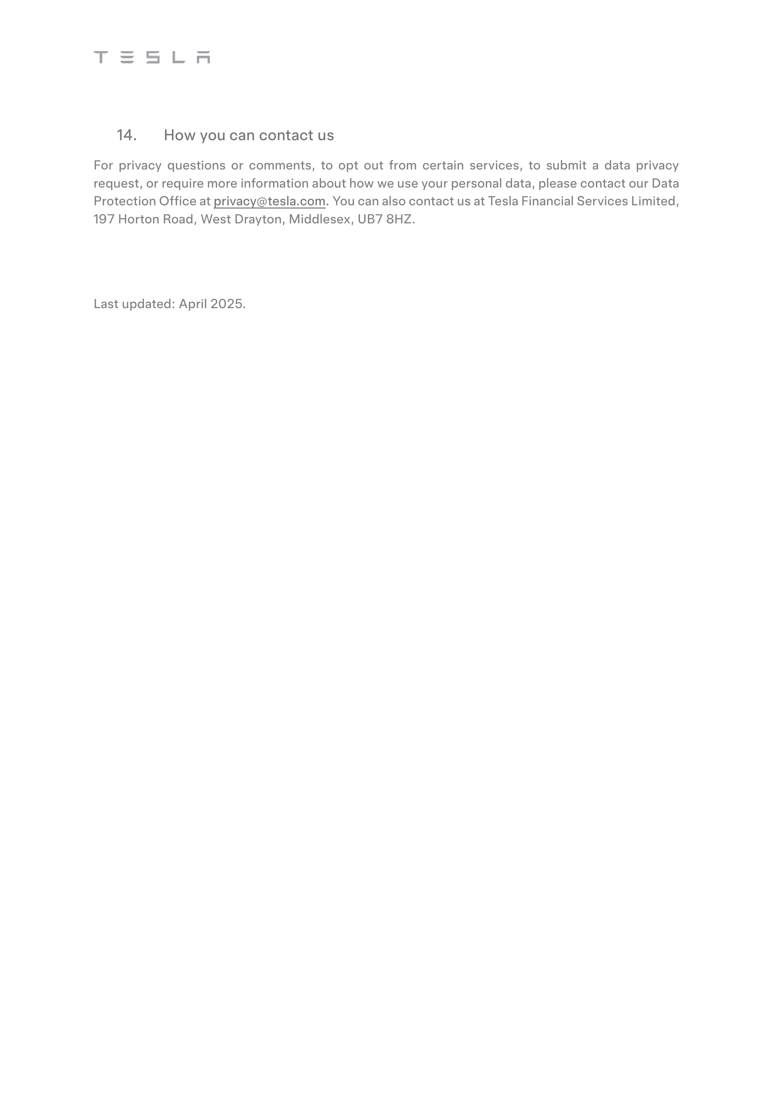 Tesla Financial Services Privacy Notice — page 6