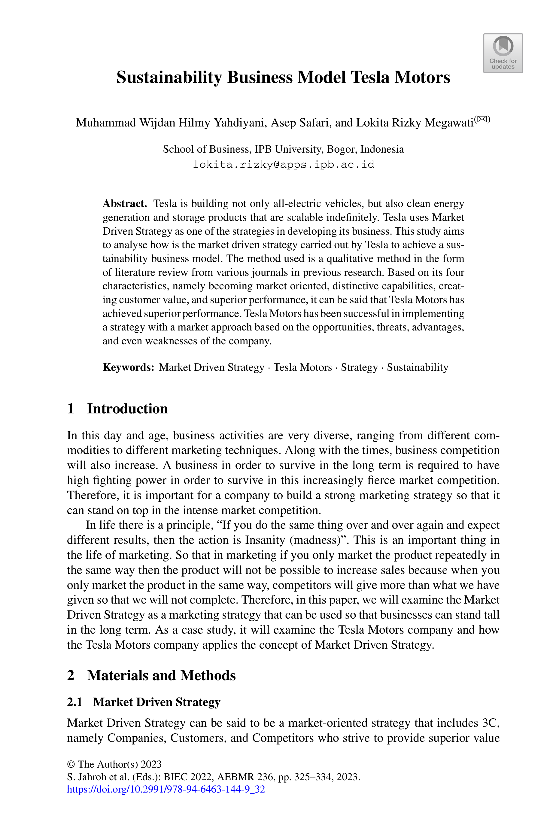 Tesla Sustainability Report — page 1