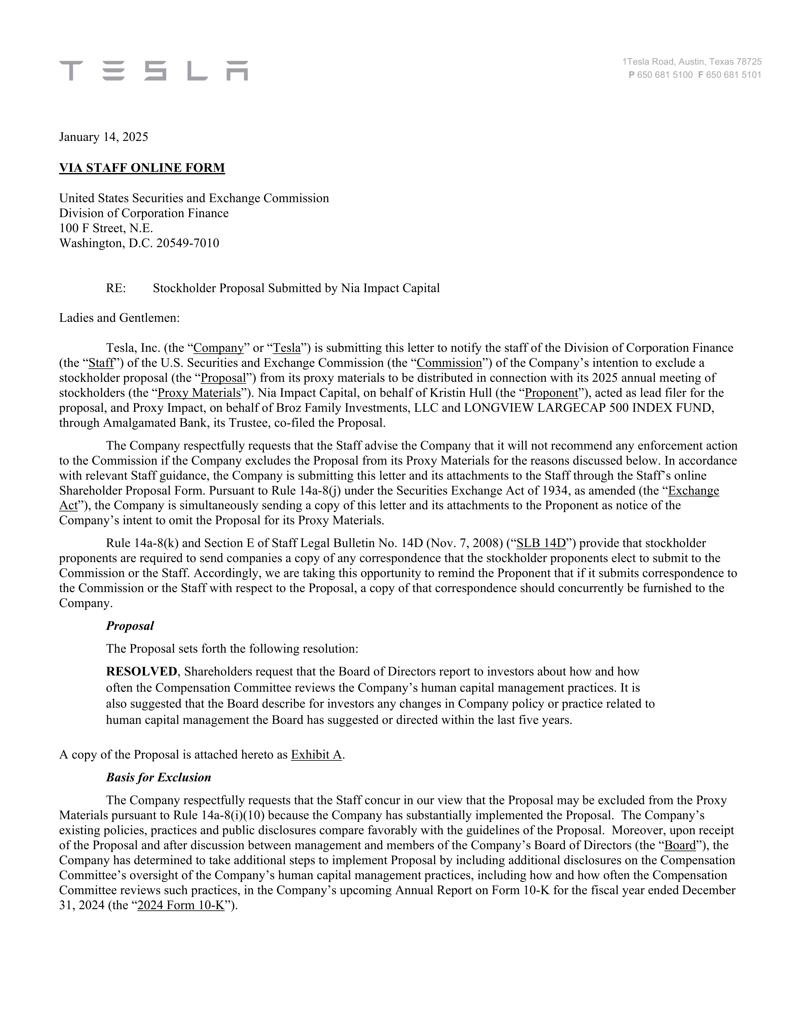 Tesla Proposal  — page 1