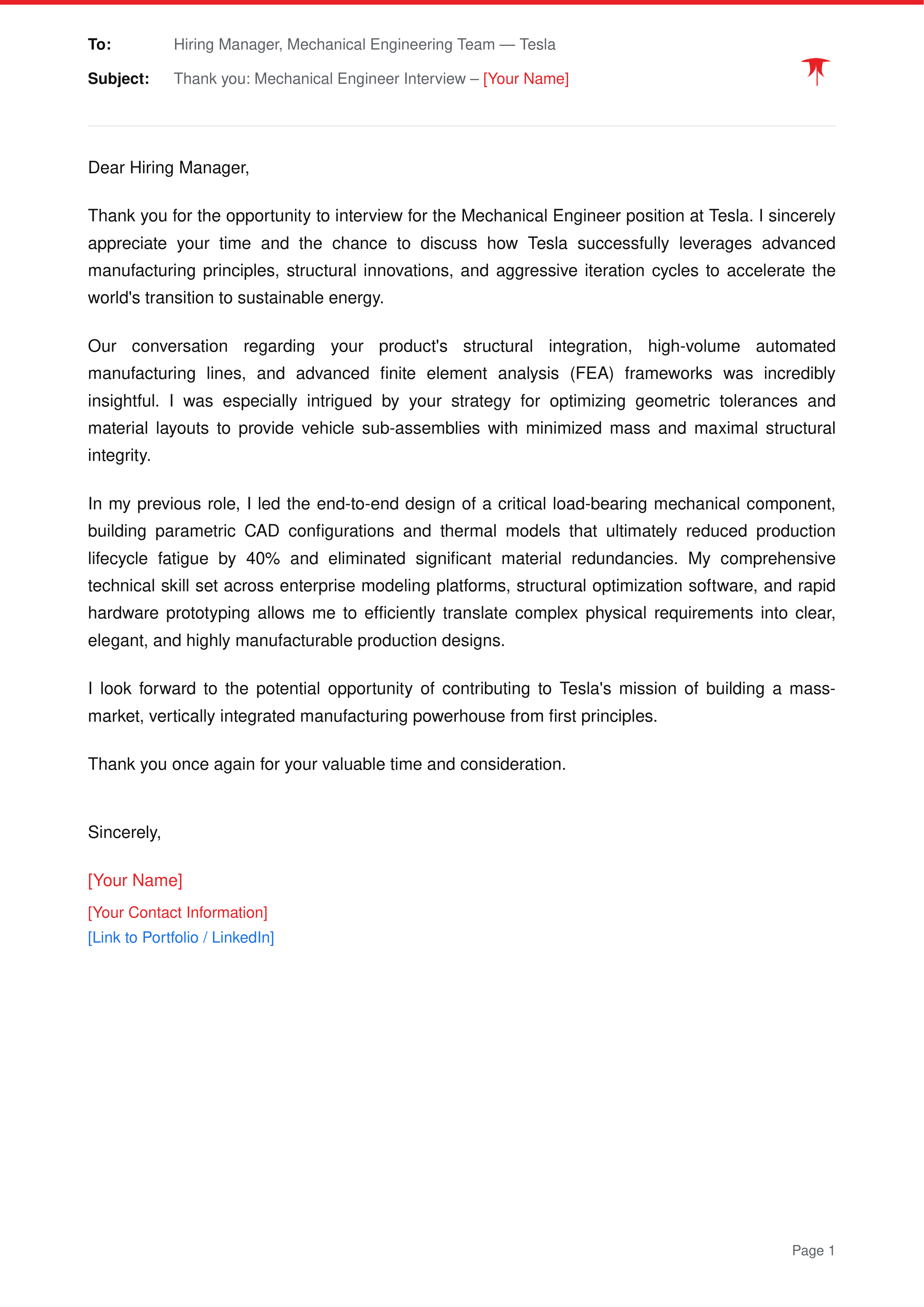 Tesla Mechanical Engineer — page 1