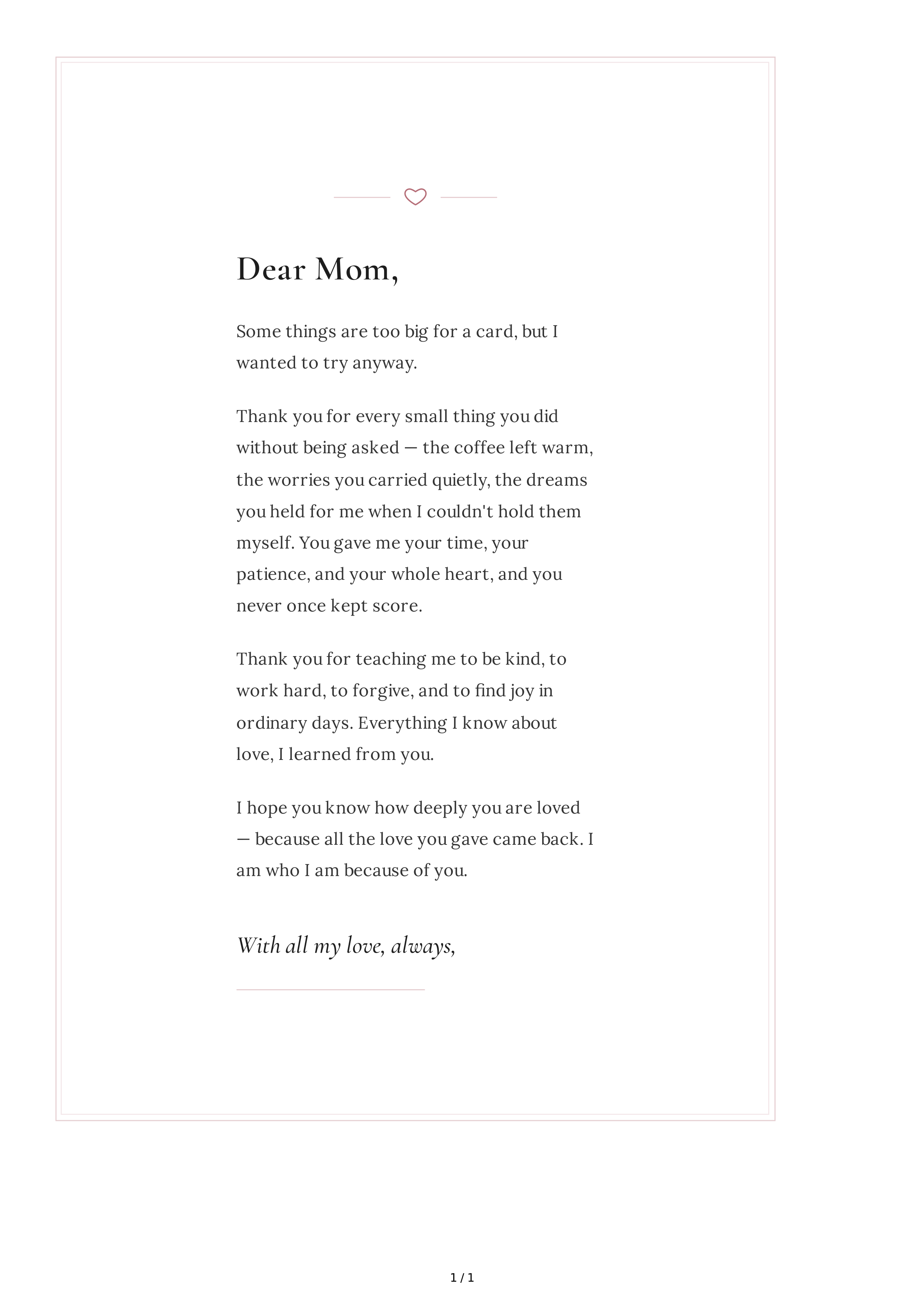 Thank You Note to a Mother — page 1