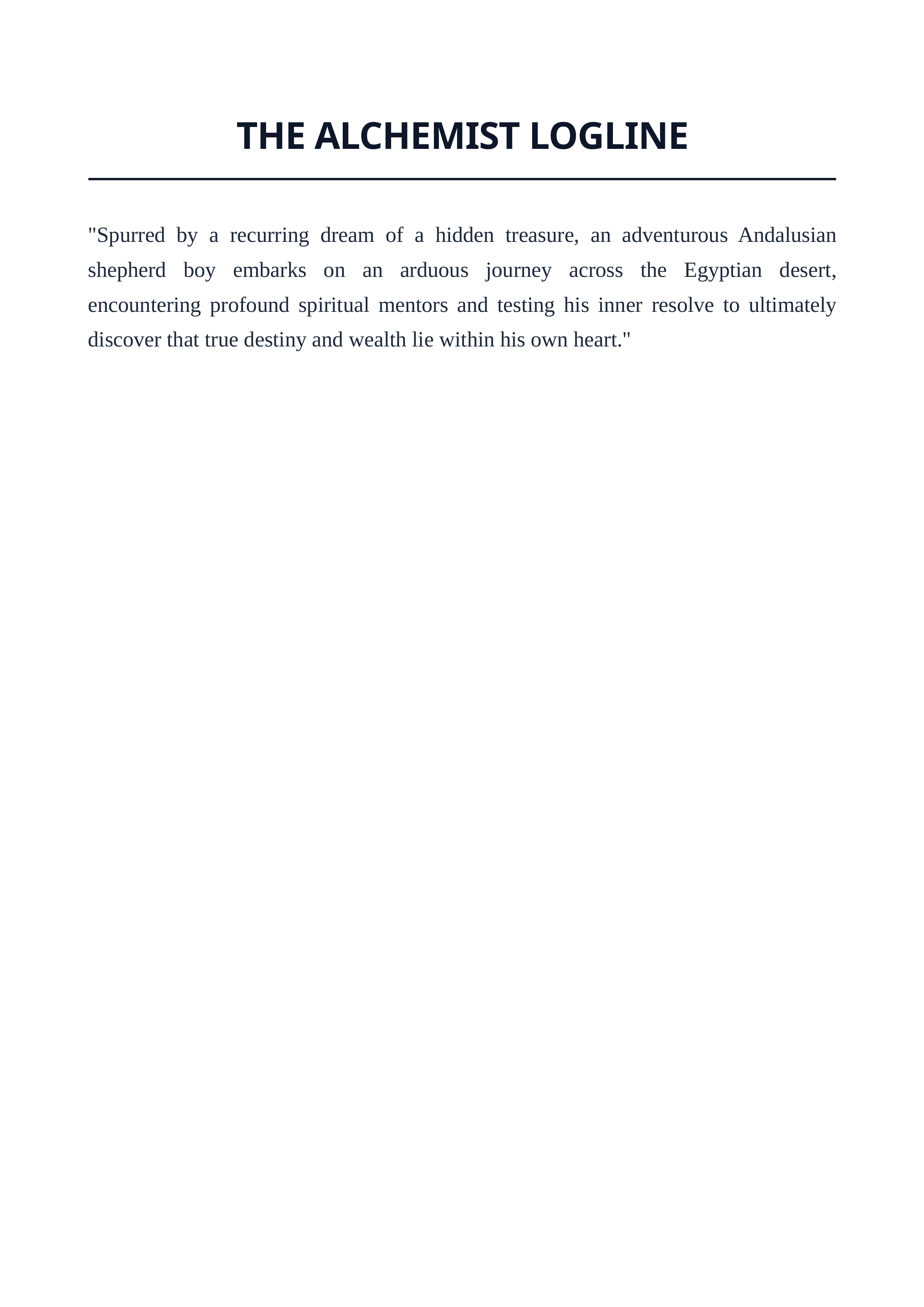 The Alchemist Logline — page 1