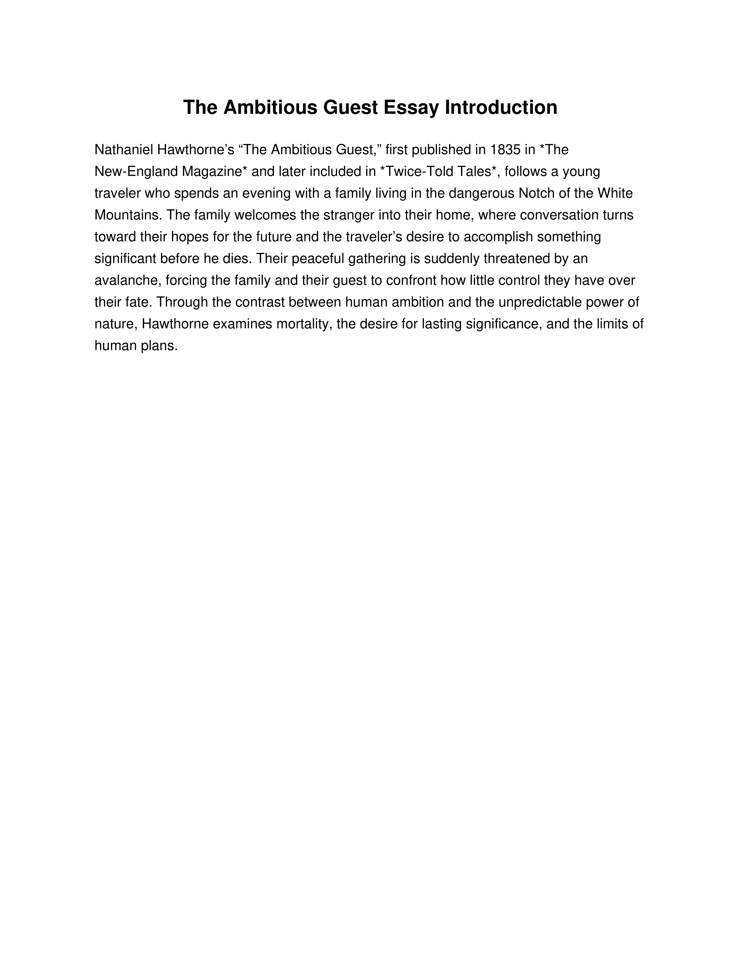 The Ambitious Guest Essay Introduction — page 1