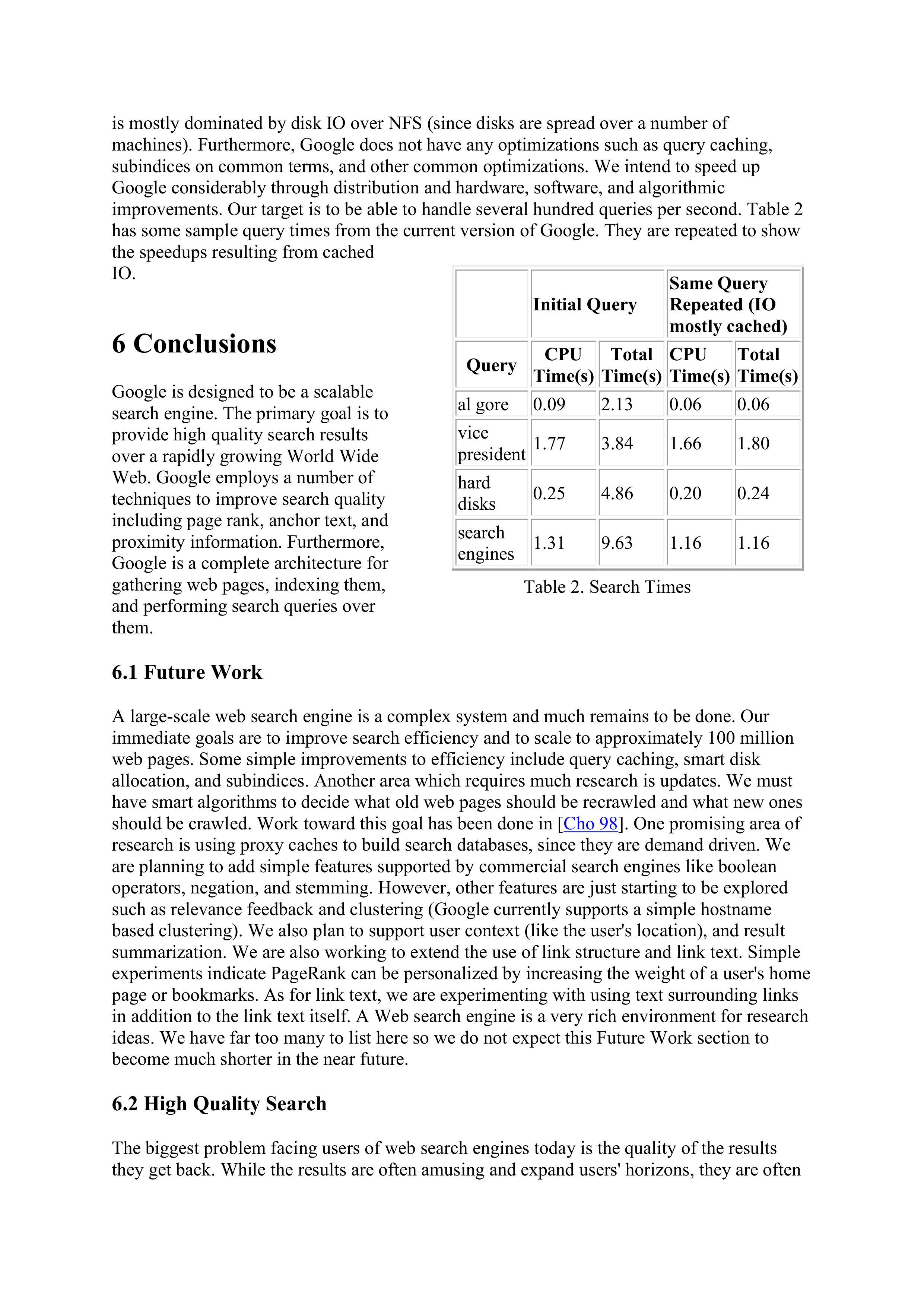 Large-Scale Hypertextual Web Search Engine Research Paper by Stanford University — page 16