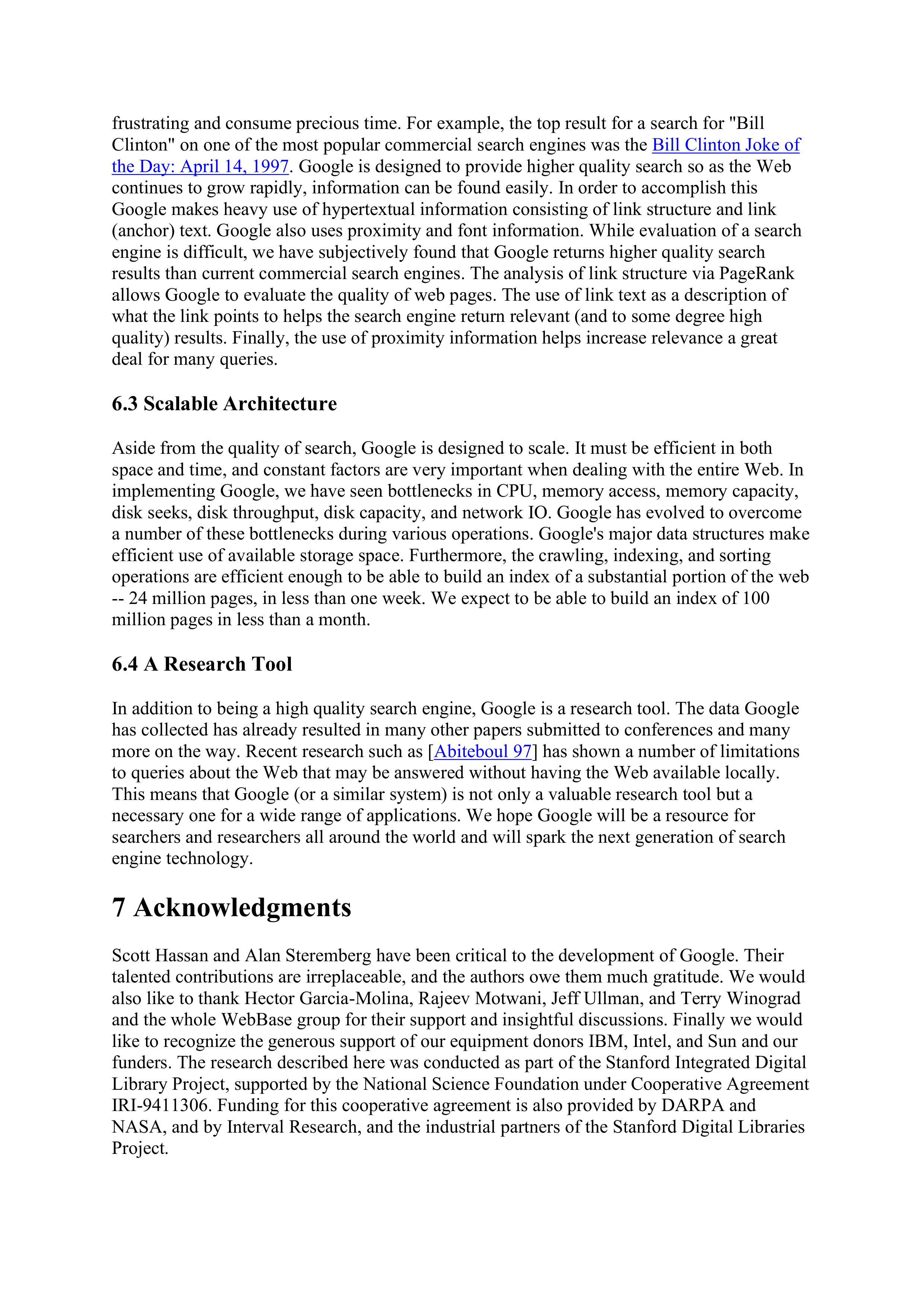 Large-Scale Hypertextual Web Search Engine Research Paper by Stanford University — page 17