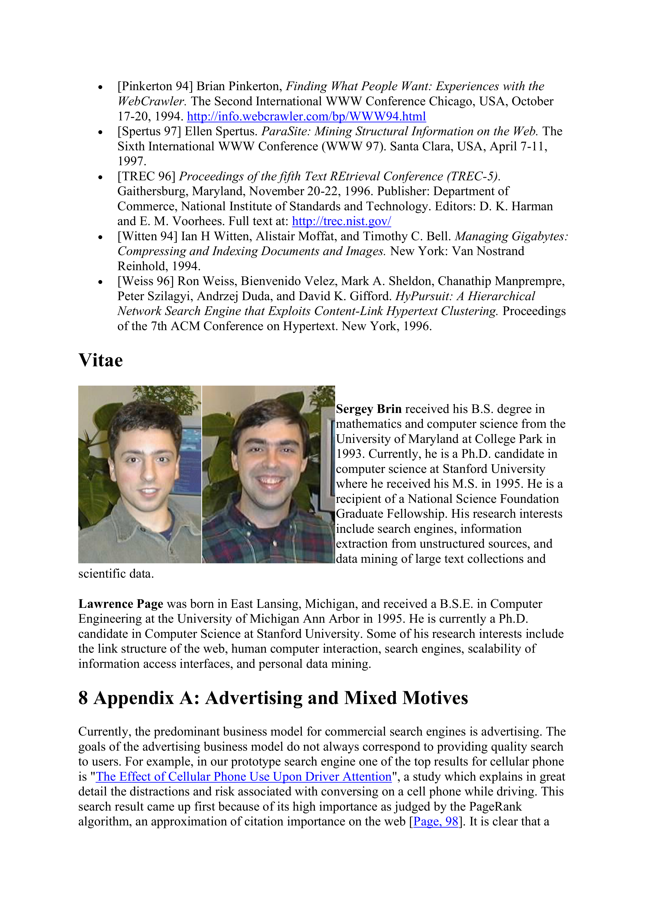 Large-Scale Hypertextual Web Search Engine Research Paper by Stanford University — page 19
