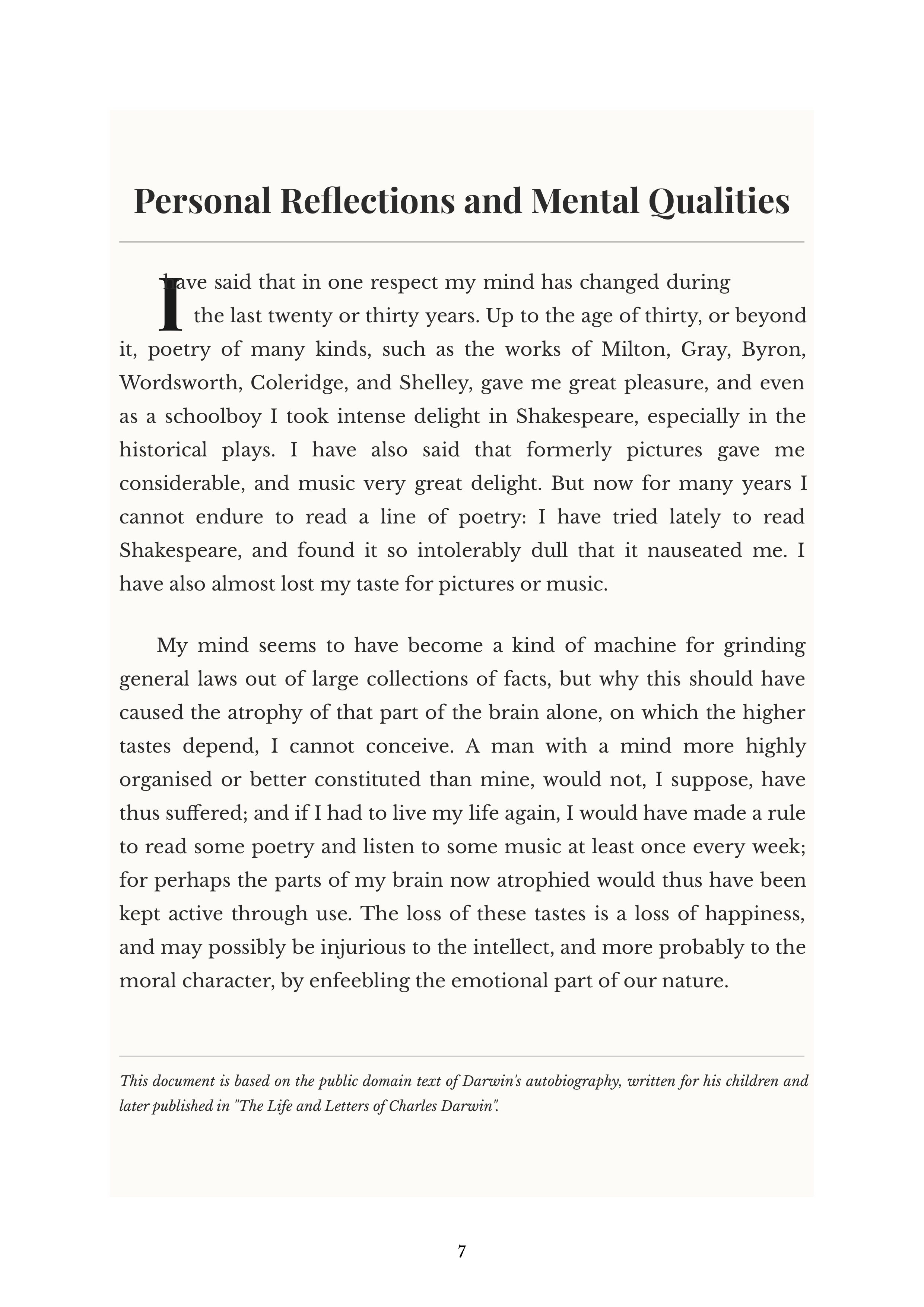 The Autobiography of Charles Darwin by Charles Darwin Naturalist Autobiography — page 7