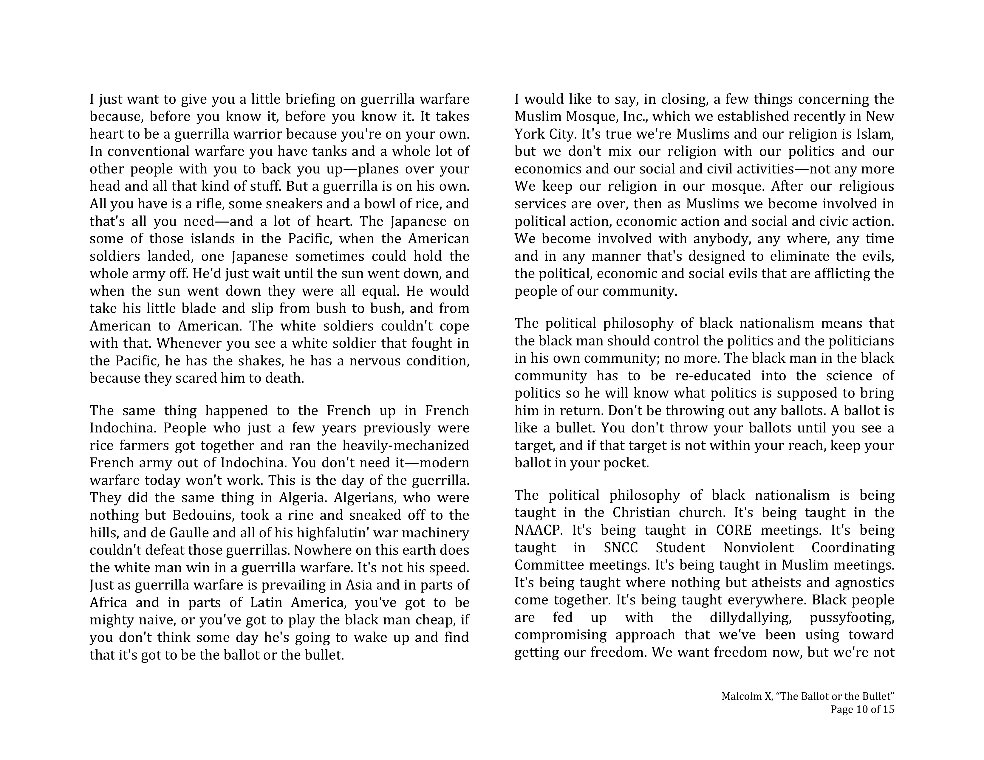 The Ballot or the Bullet Persuasive Speech — page 10