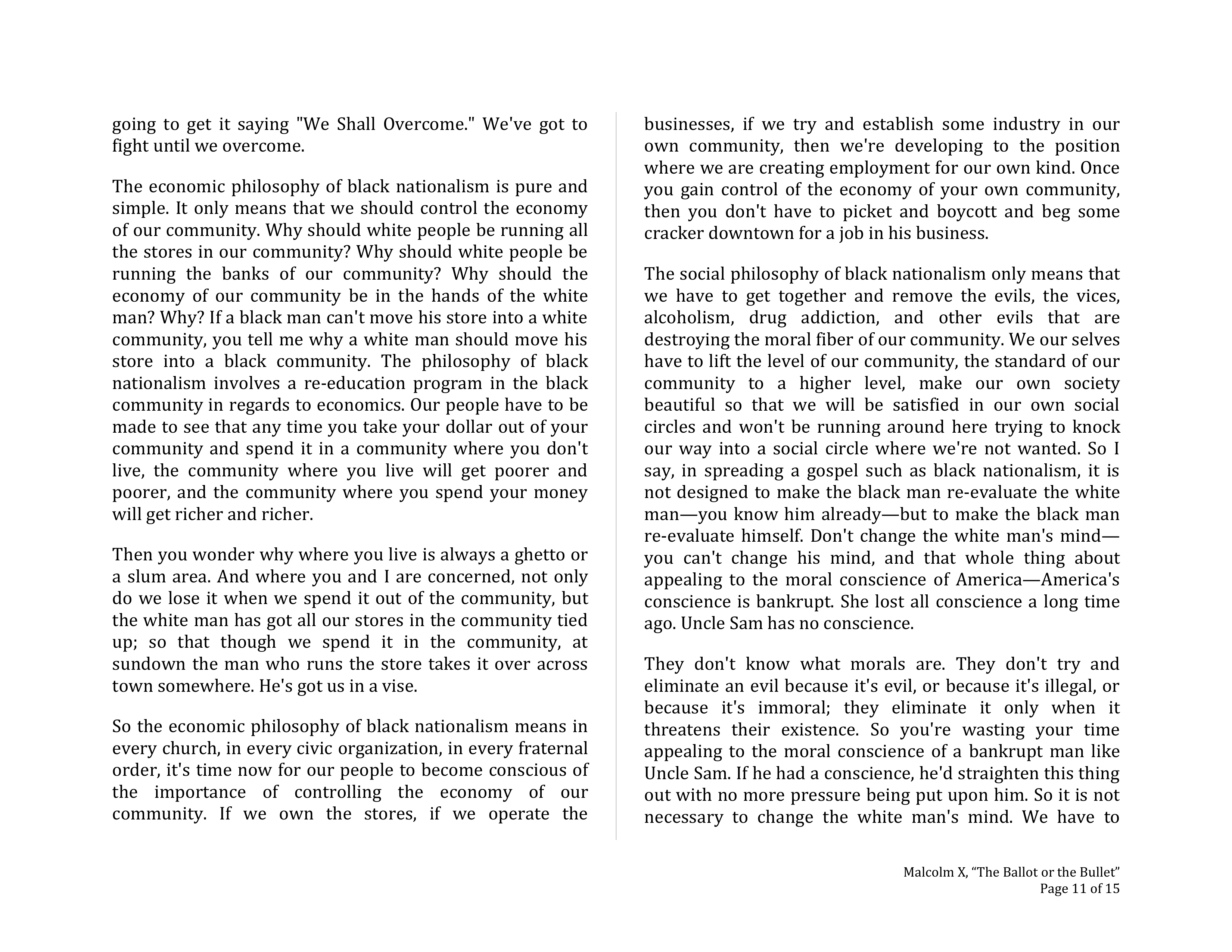 The Ballot or the Bullet Persuasive Speech — page 11