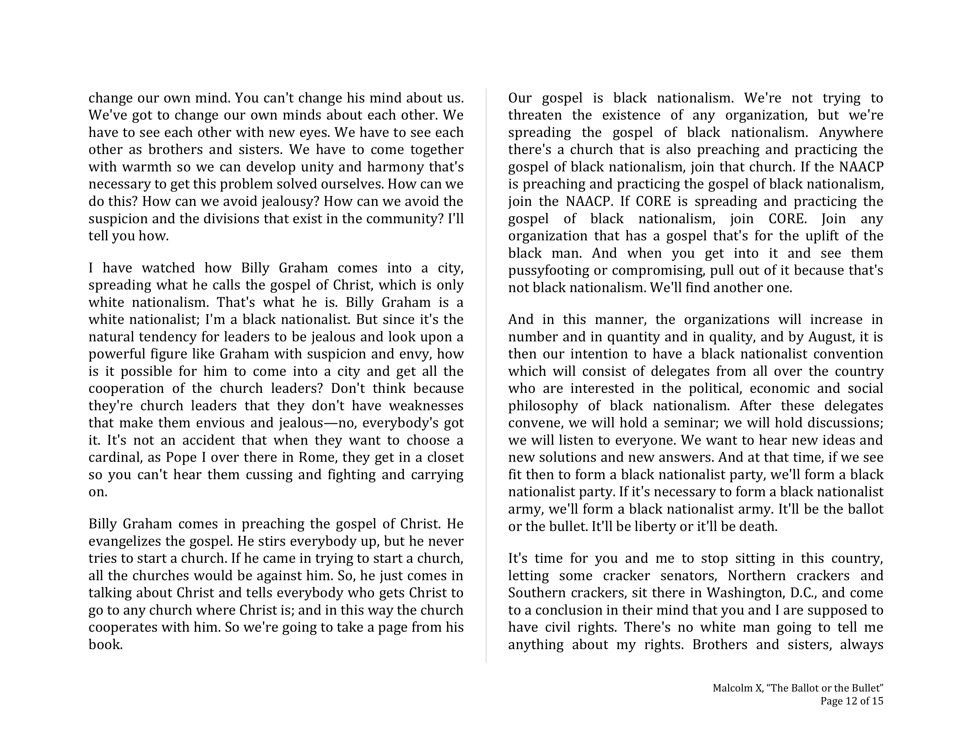 The Ballot or the Bullet Persuasive Speech — page 12