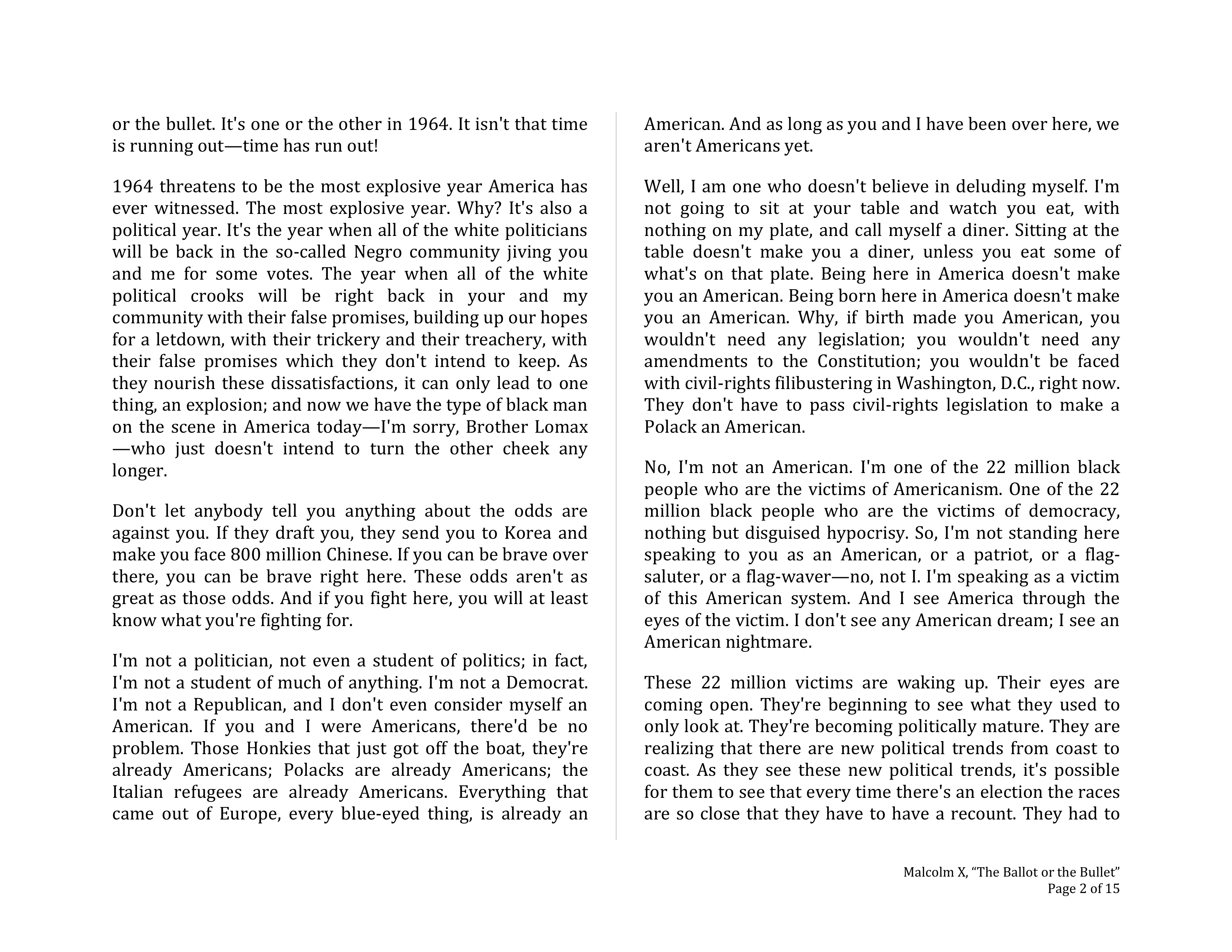 The Ballot or the Bullet Persuasive Speech — page 2