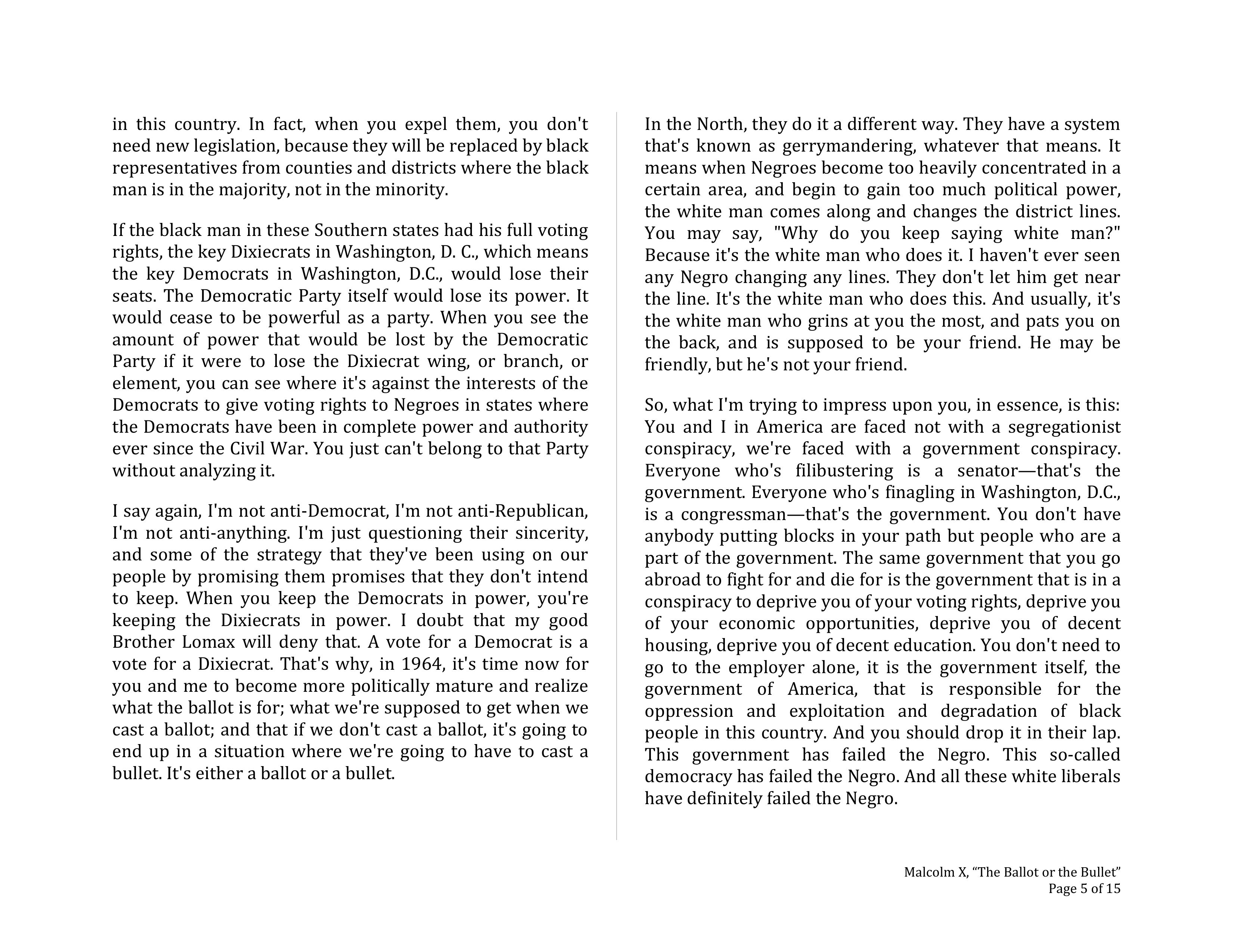 The Ballot or the Bullet Persuasive Speech — page 5