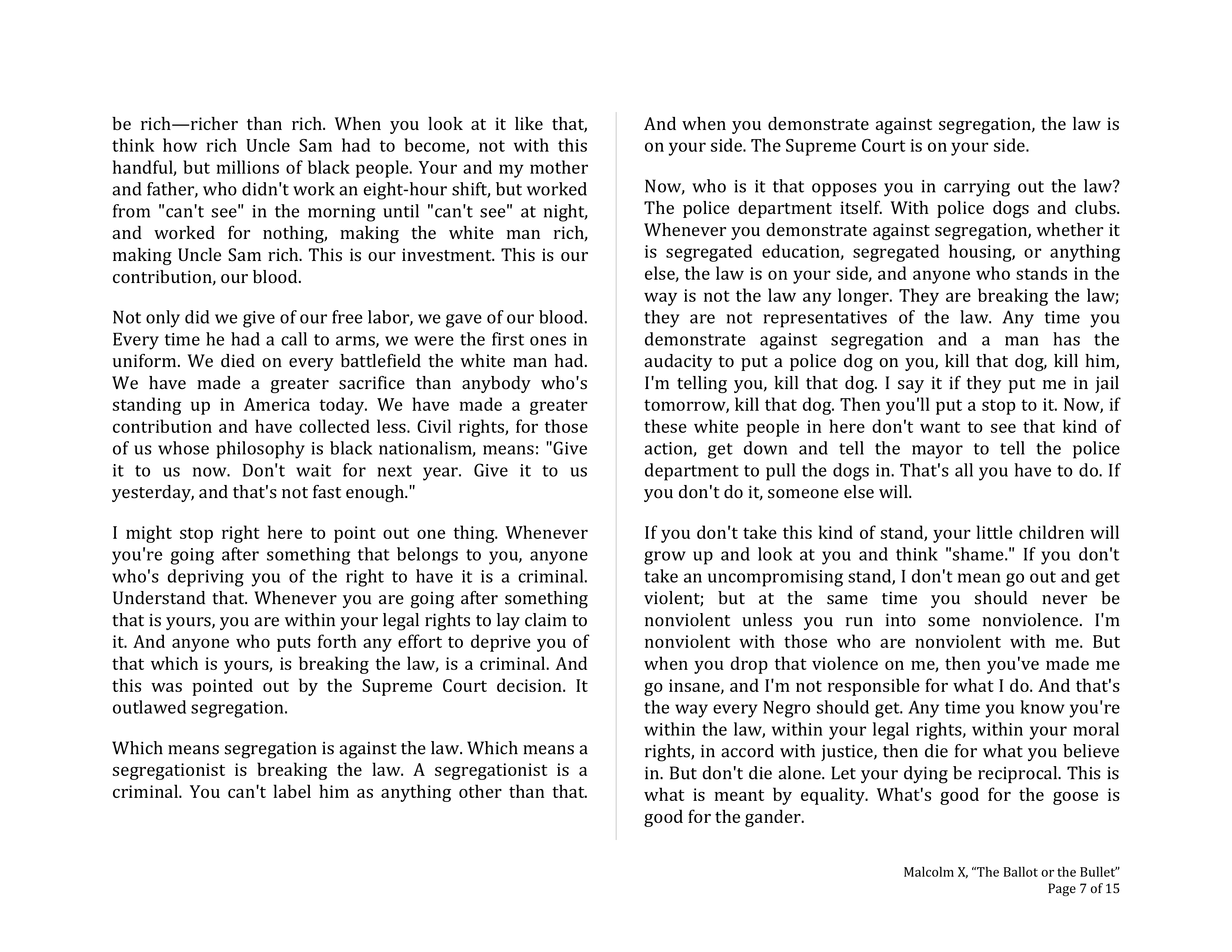 The Ballot or the Bullet Persuasive Speech — page 7