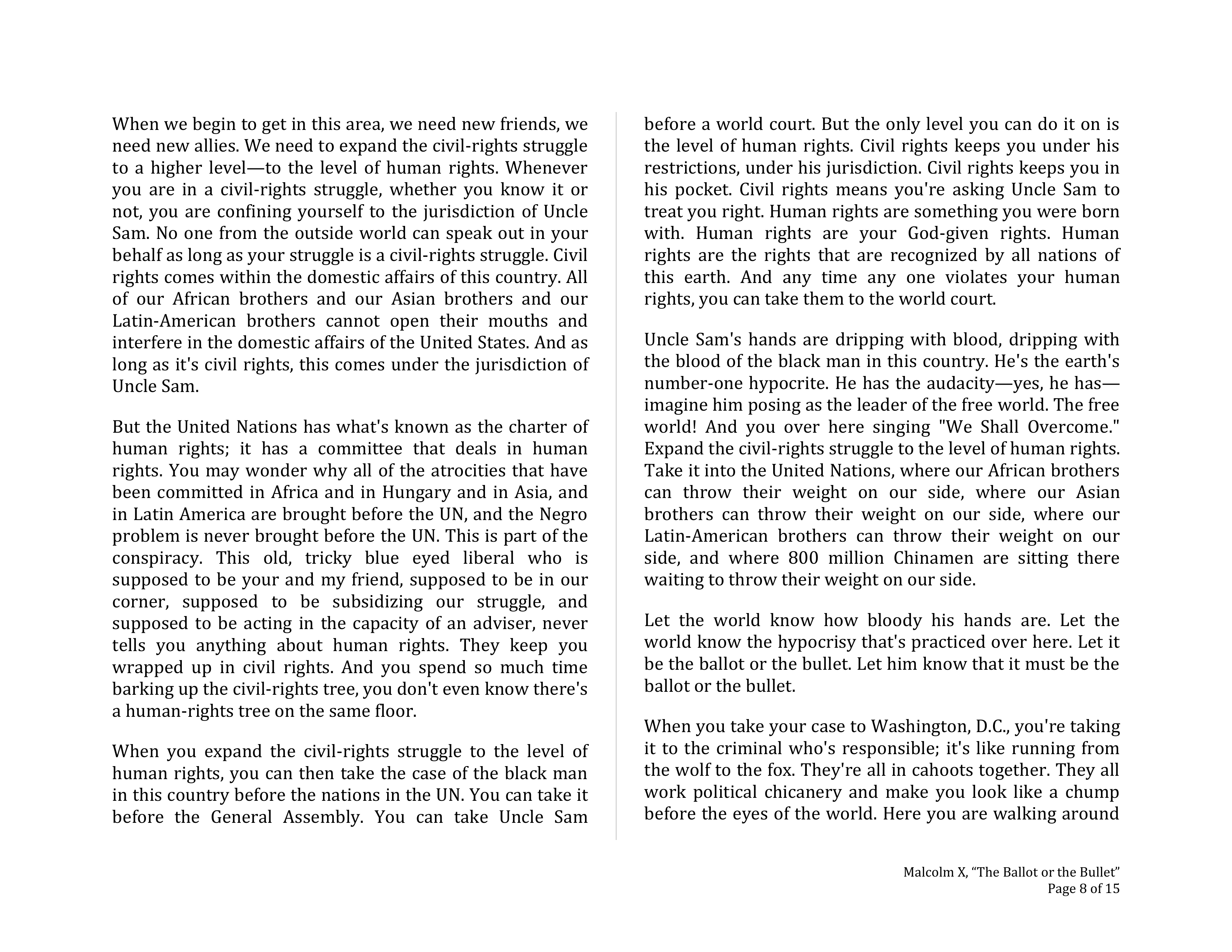 The Ballot or the Bullet Persuasive Speech — page 8