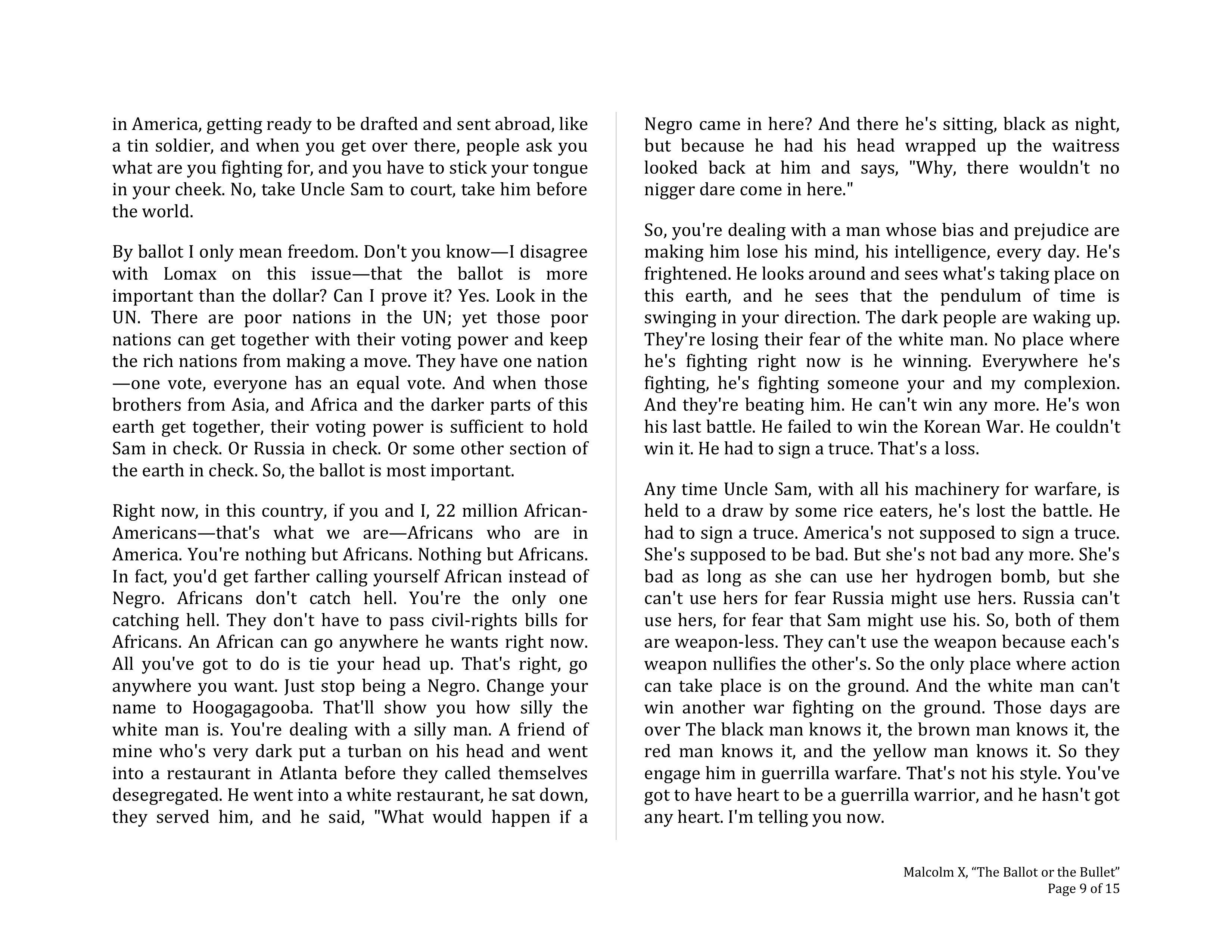 The Ballot or the Bullet Persuasive Speech — page 9